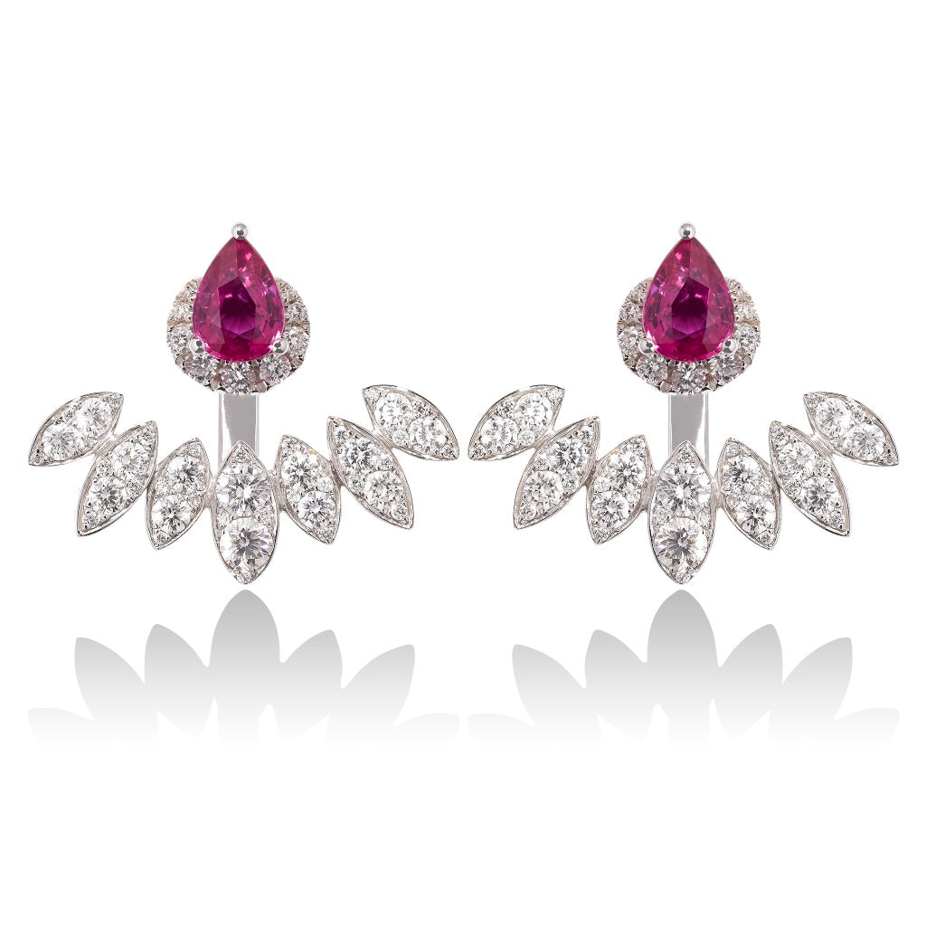 Diya Pink Sapphire and Diamond Ear Jackets