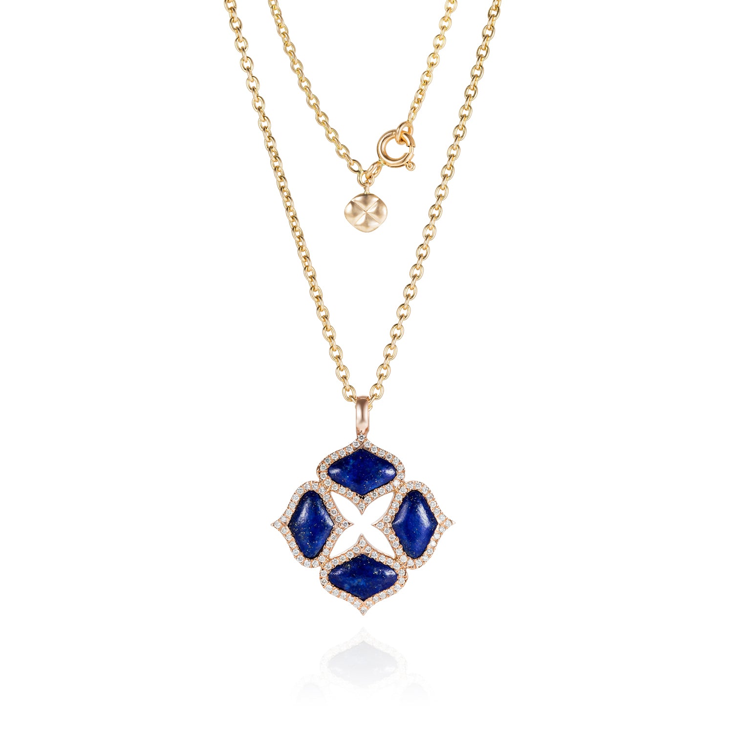 Lapis Pendant with Chain in Yellow Gold