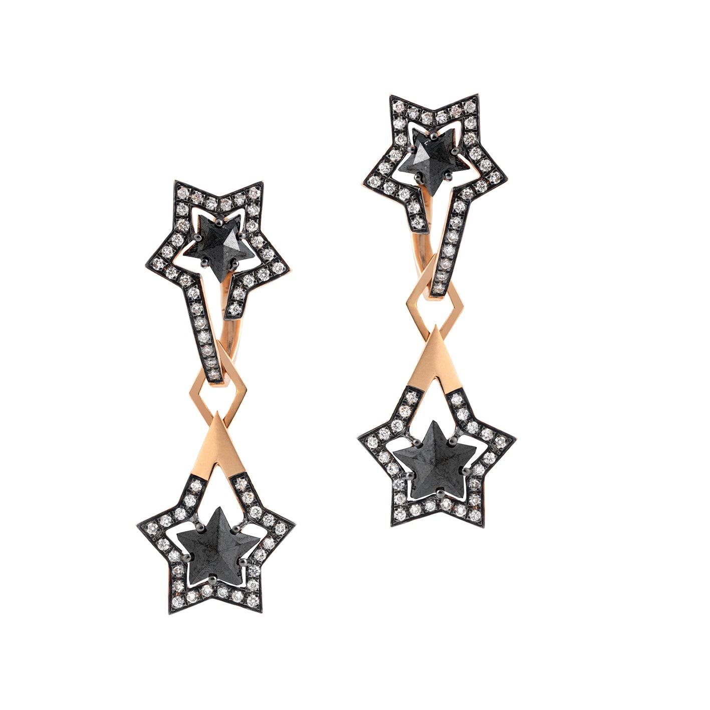 Black Star Drop Earrings