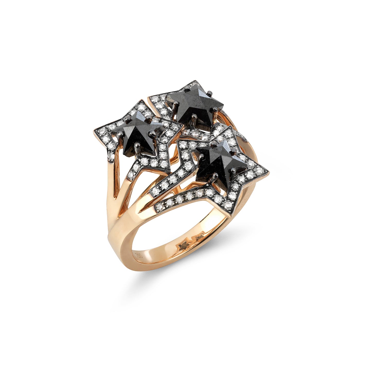 Black Three Star Ring