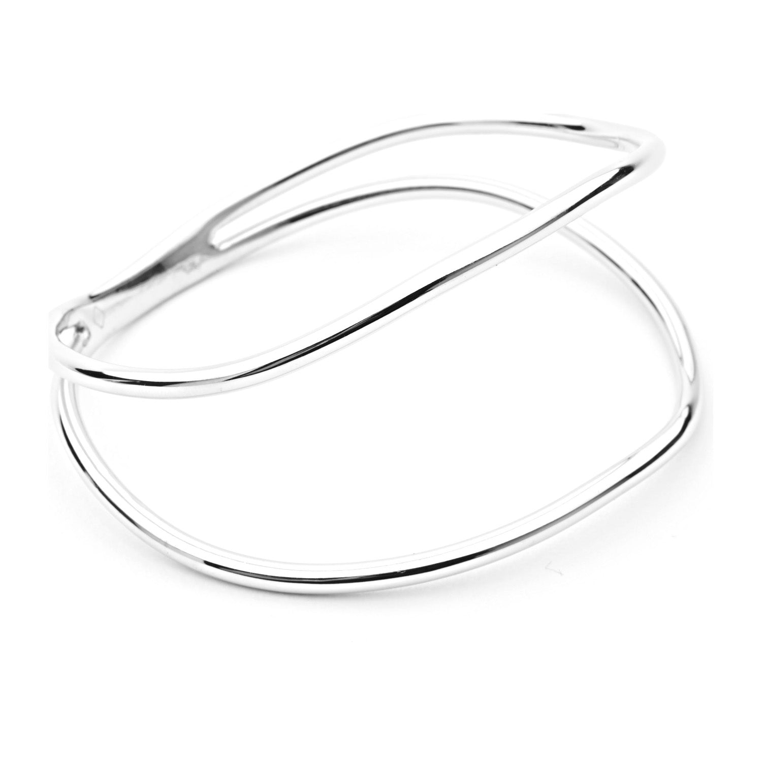 Curved Double Bracelet - Silver