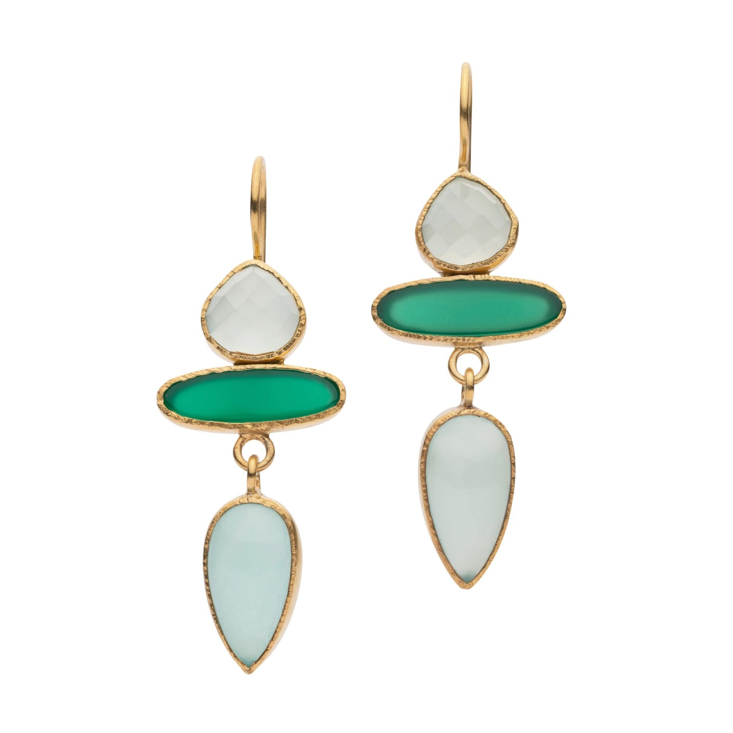 Jaipur Chalcedony and Onyx Drop Earrings