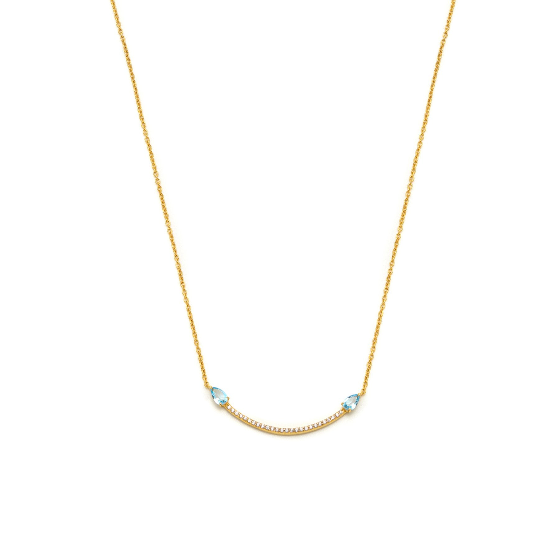 Eclipse Necklace Yellow Gold and Blue Topaz