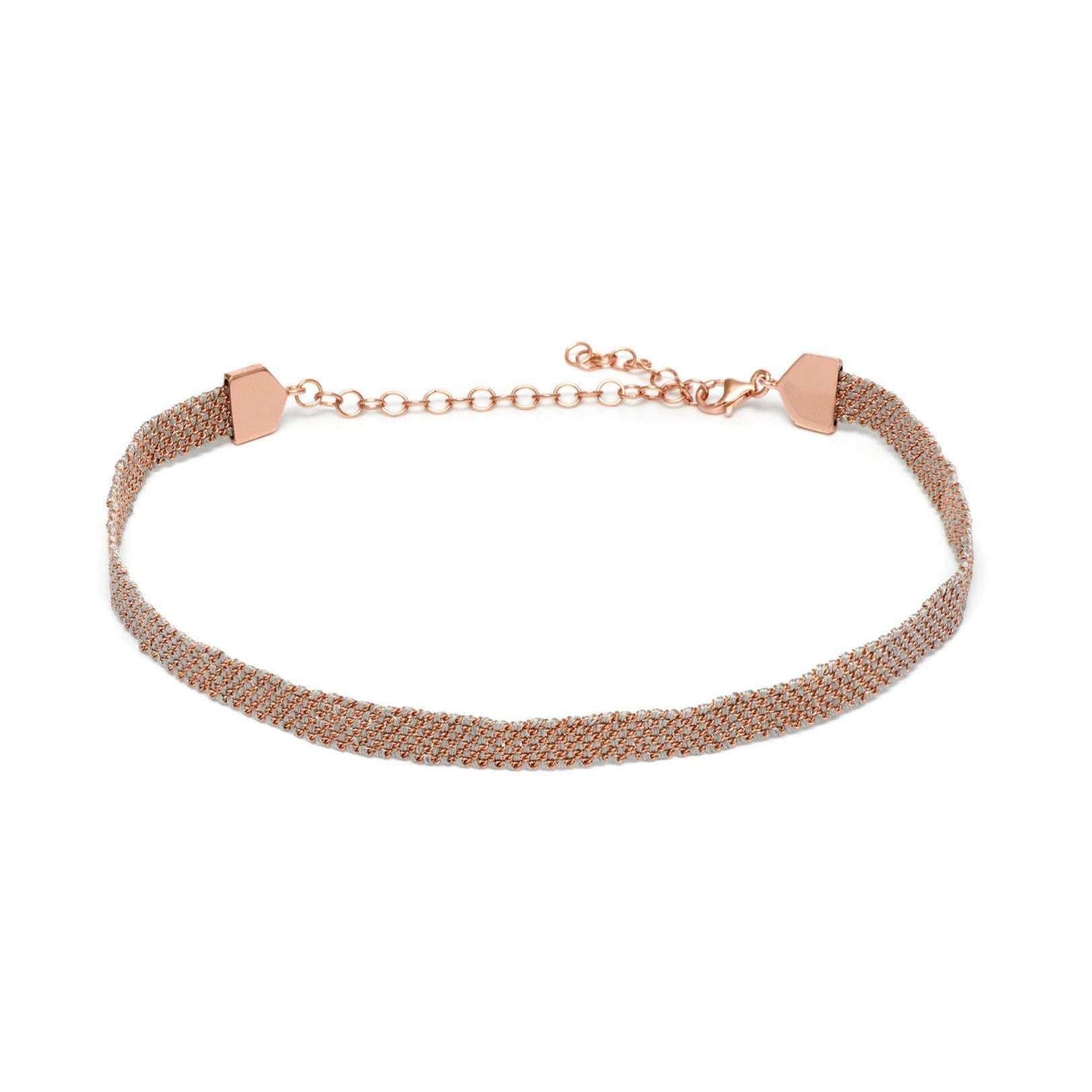 Panama Weaved Choker Grey and Rose Gold