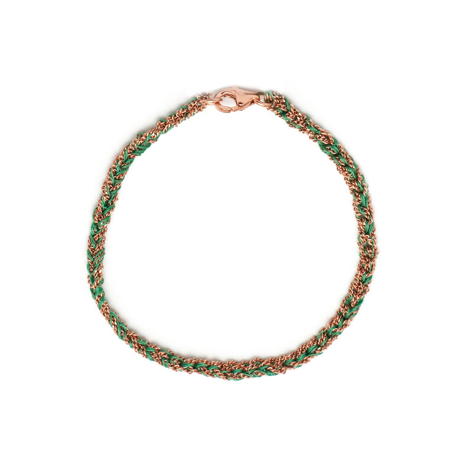 Panama Friendship Bracelet Green and Rose Gold