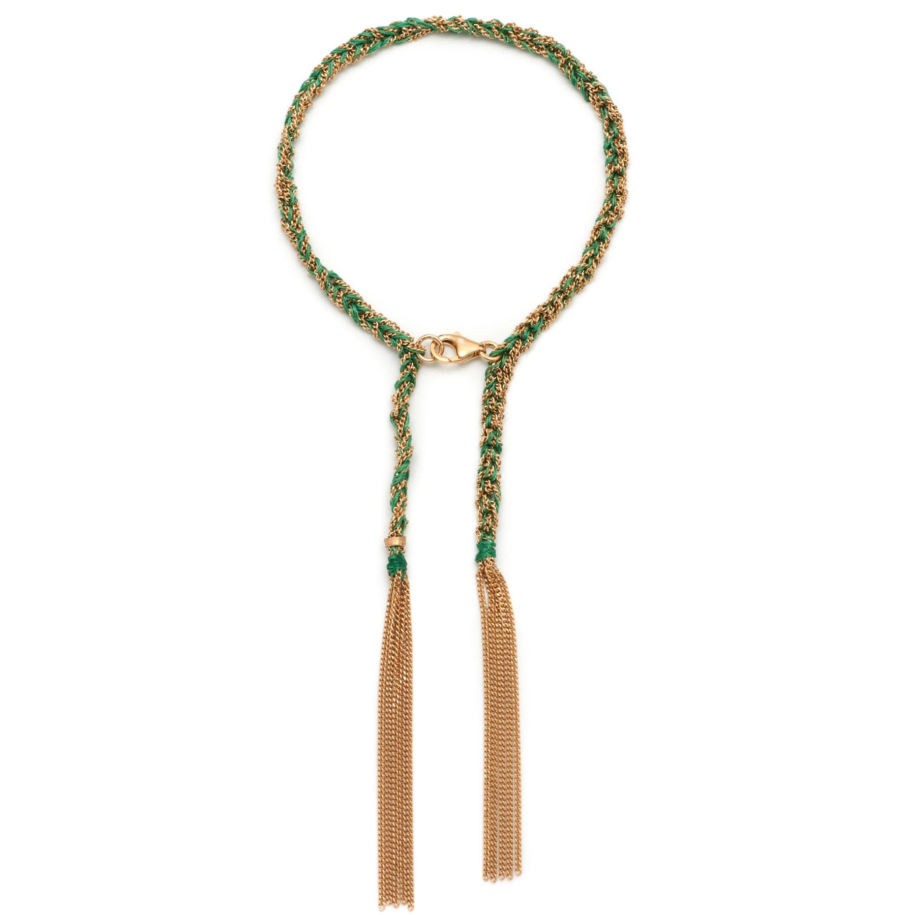 Panama Tassel Bracelet Green and Gold