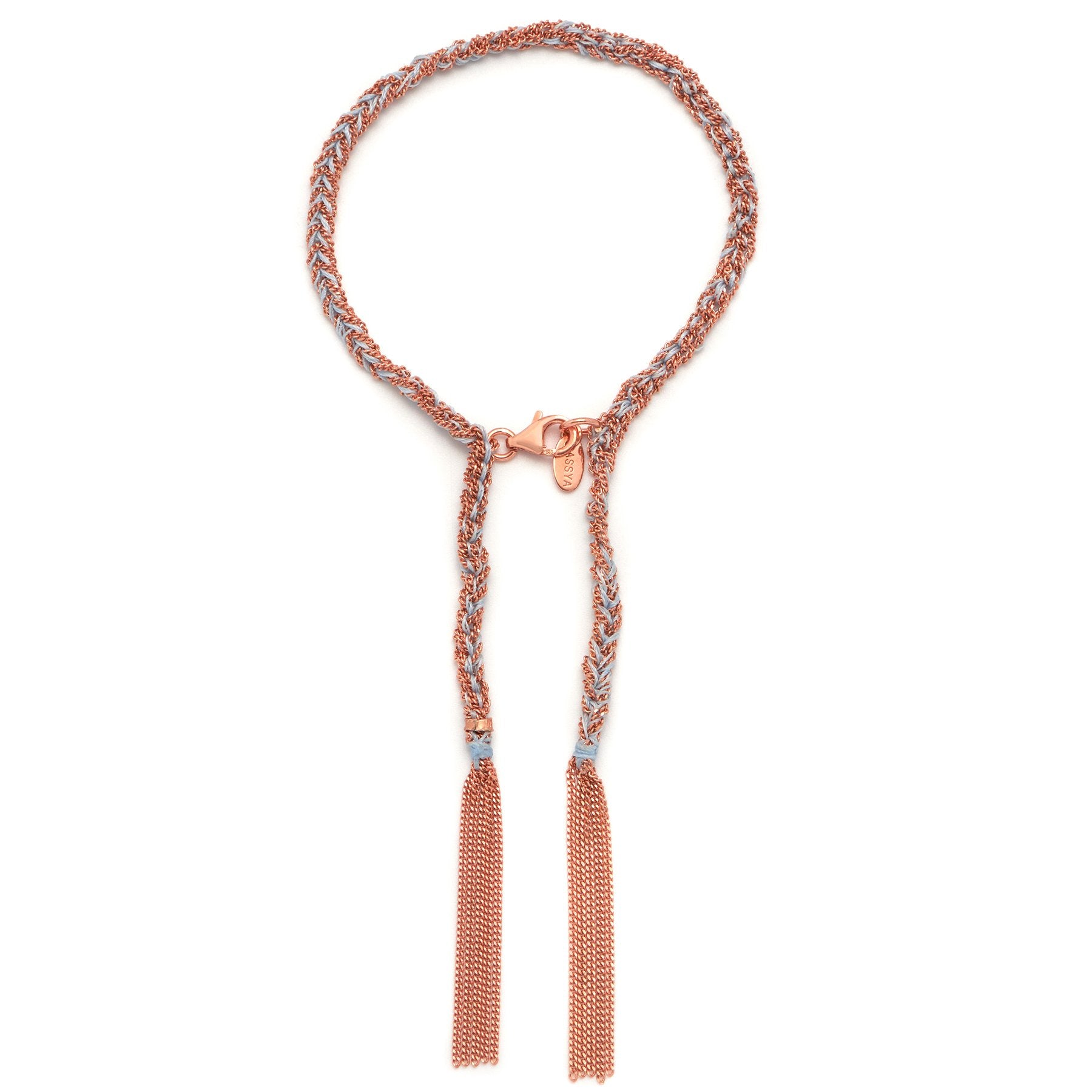 Panama Tassel Bracelet Grey and Rose Gold