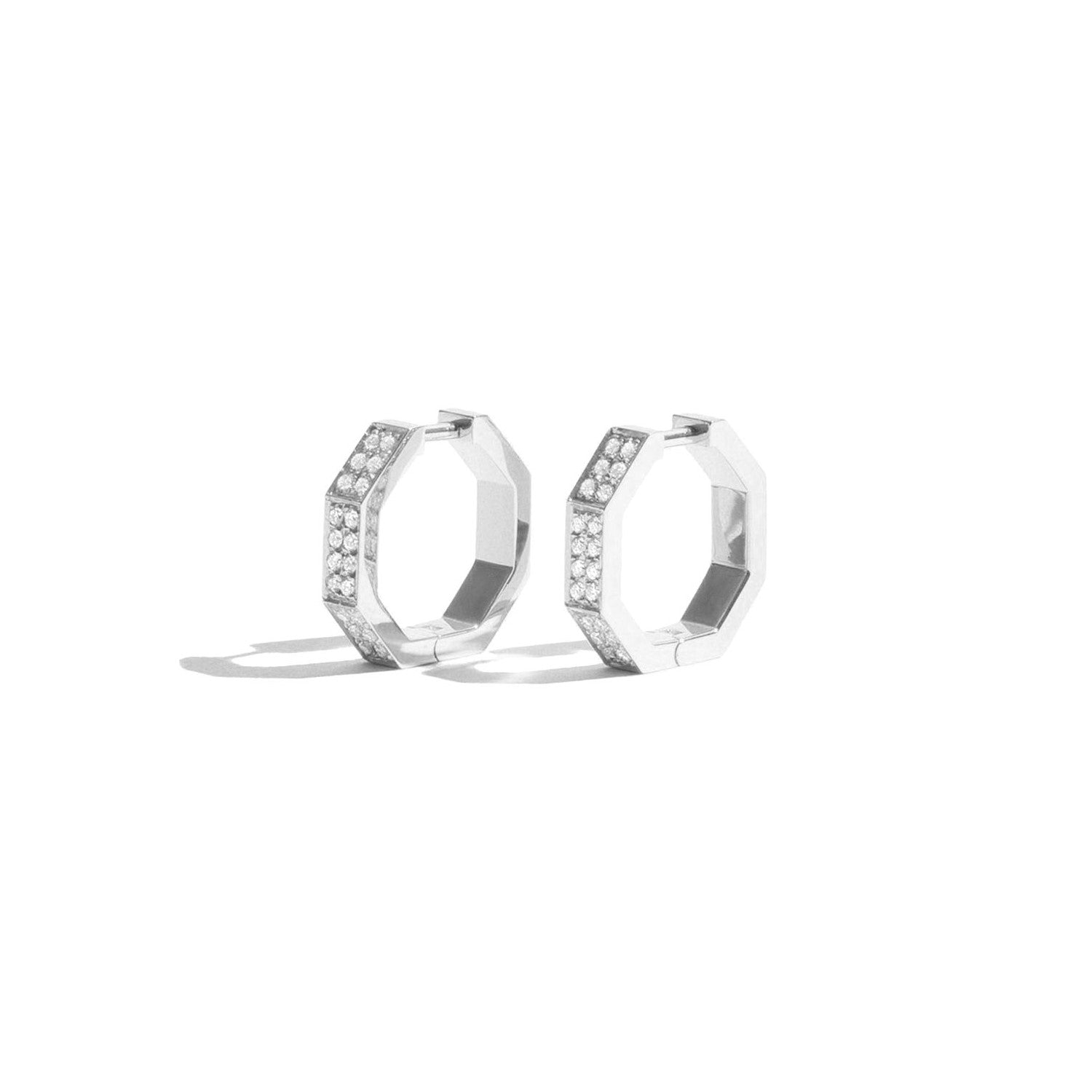 Octogone Earrings White Gold