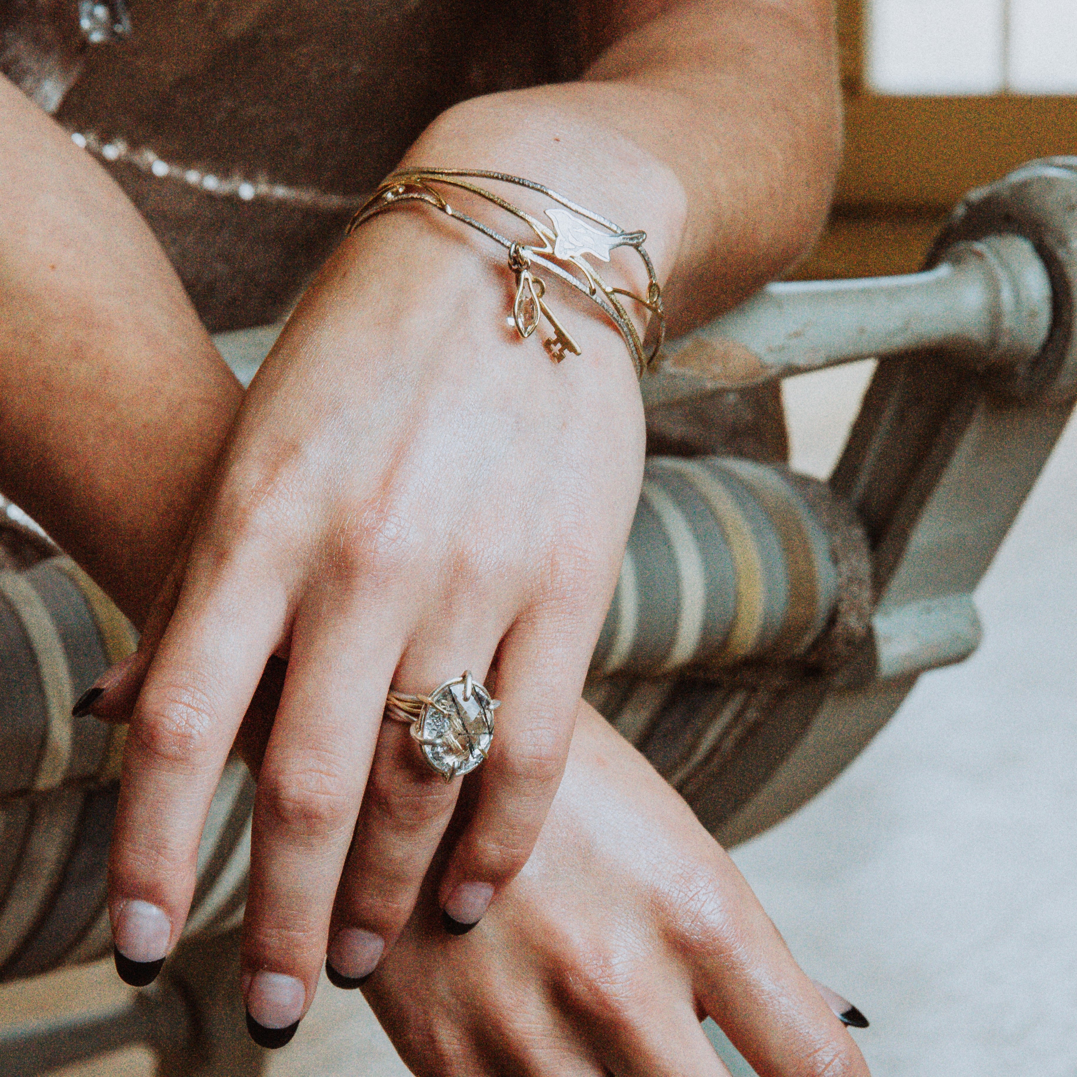 Tourmalated Quartz Nest Ring