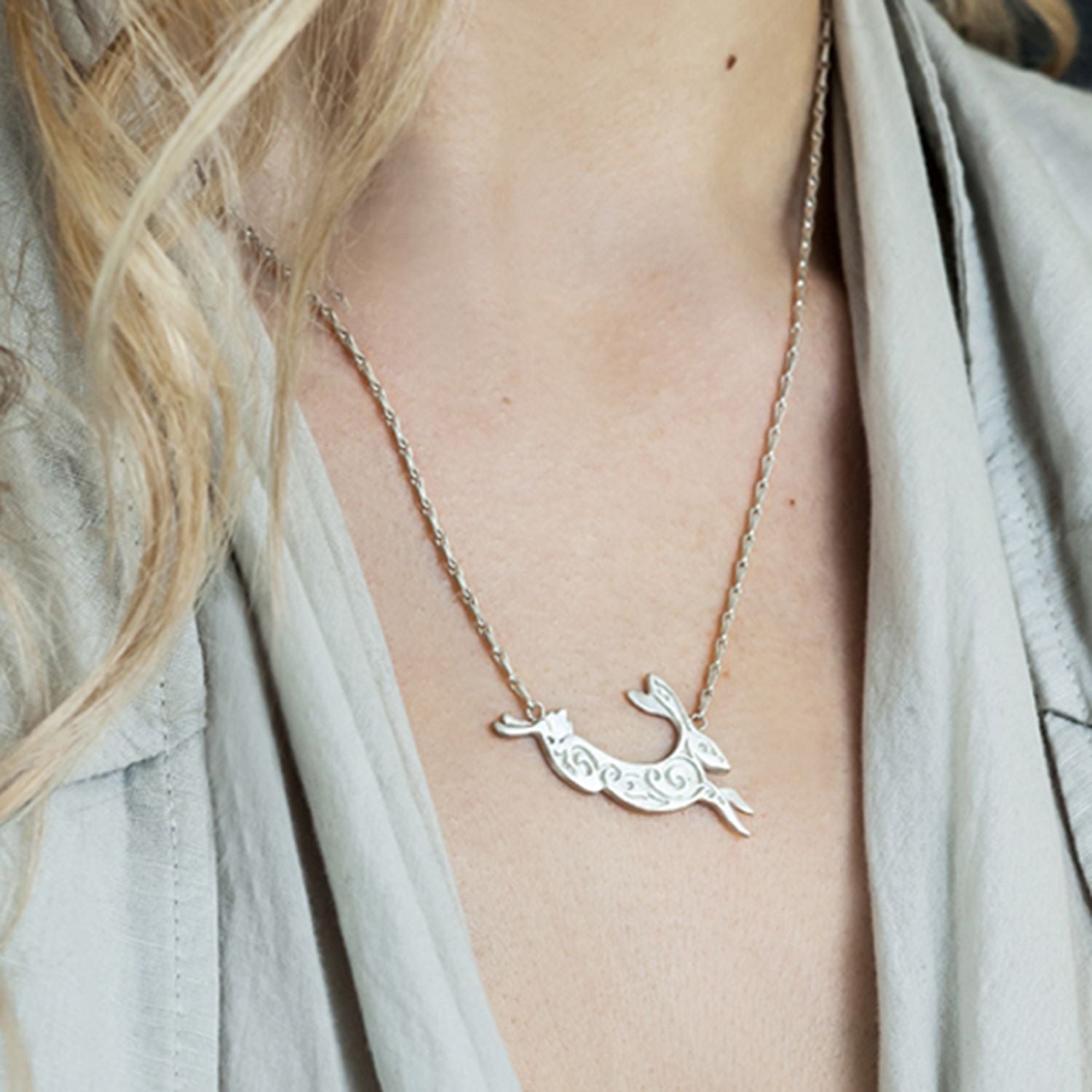 Silver Hare Necklace