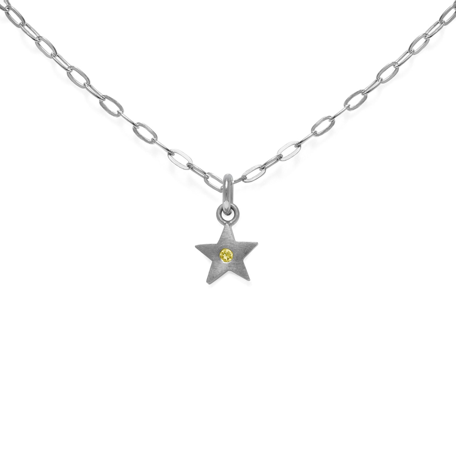 Yellow Sapphire Star Pendant Necklace