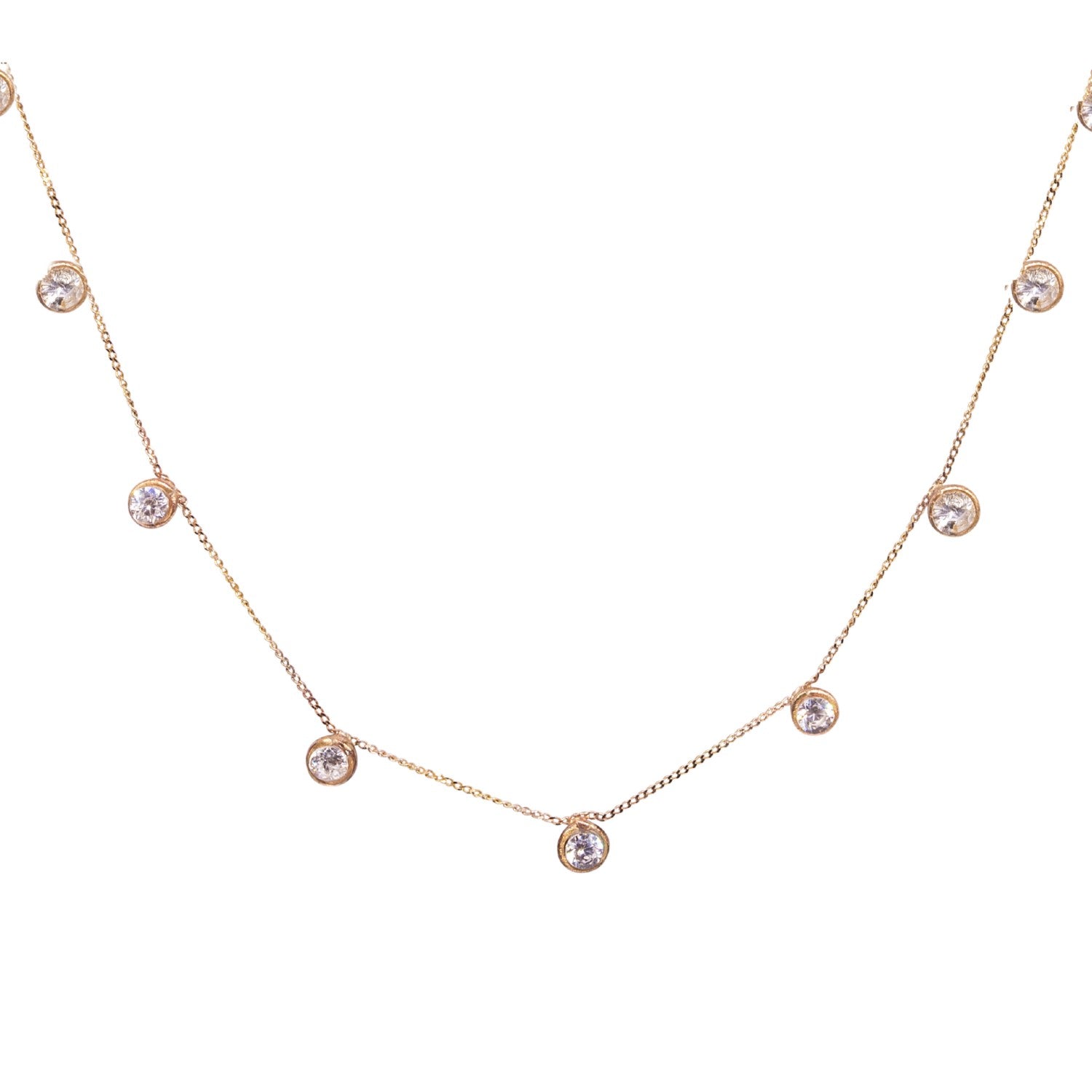 Ten Diamond Droplet Necklace