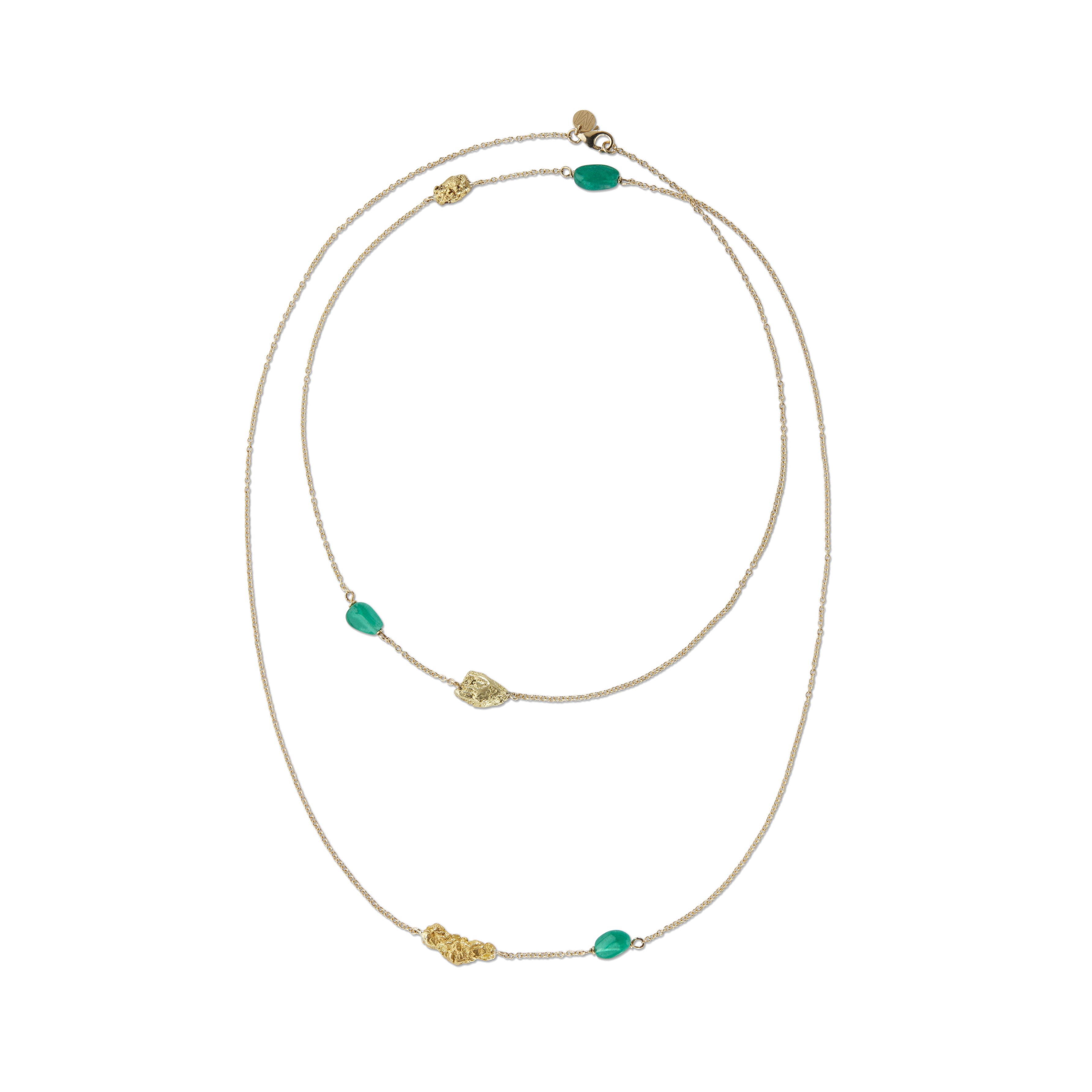 Ottavia Multi Nugget Necklace with Emeralds