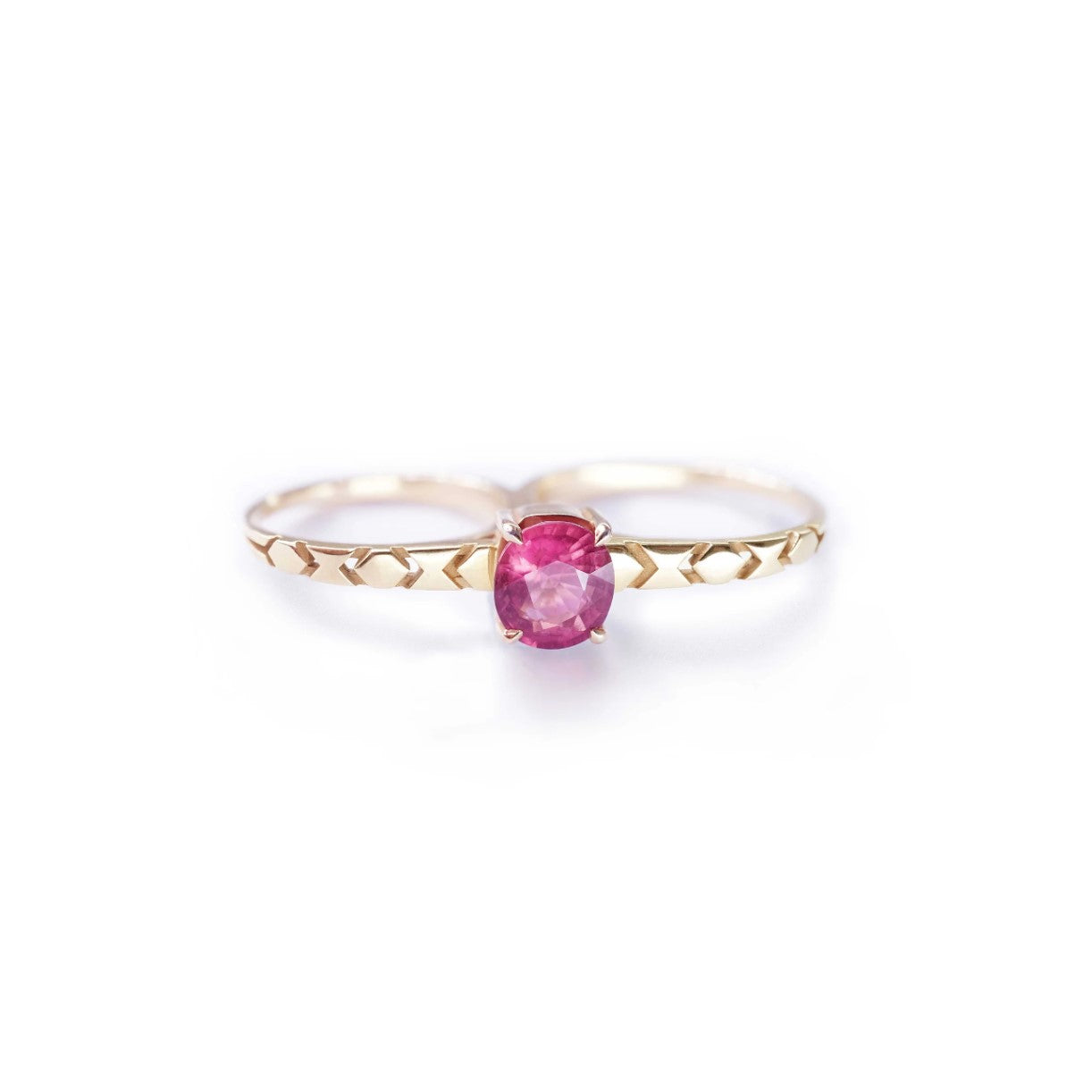 Shooting Star Double Ring with Tourmaline