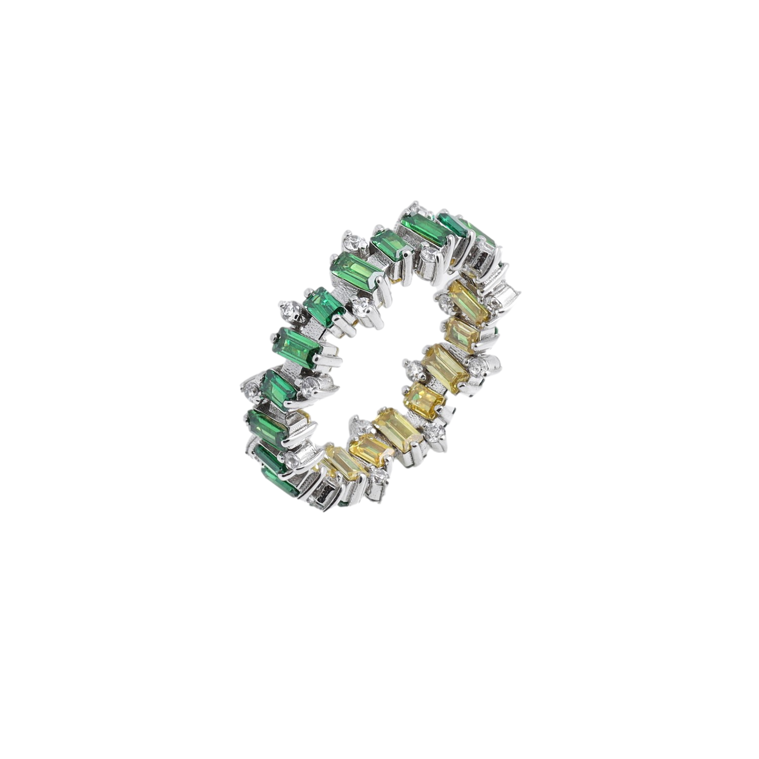 Citrine, Emerald and White Sapphire Jagged Ring