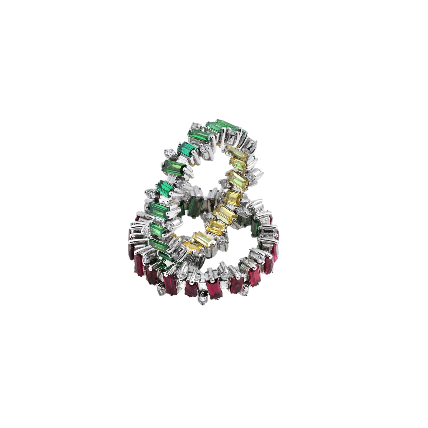 Citrine, Emerald and White Sapphire Jagged Ring