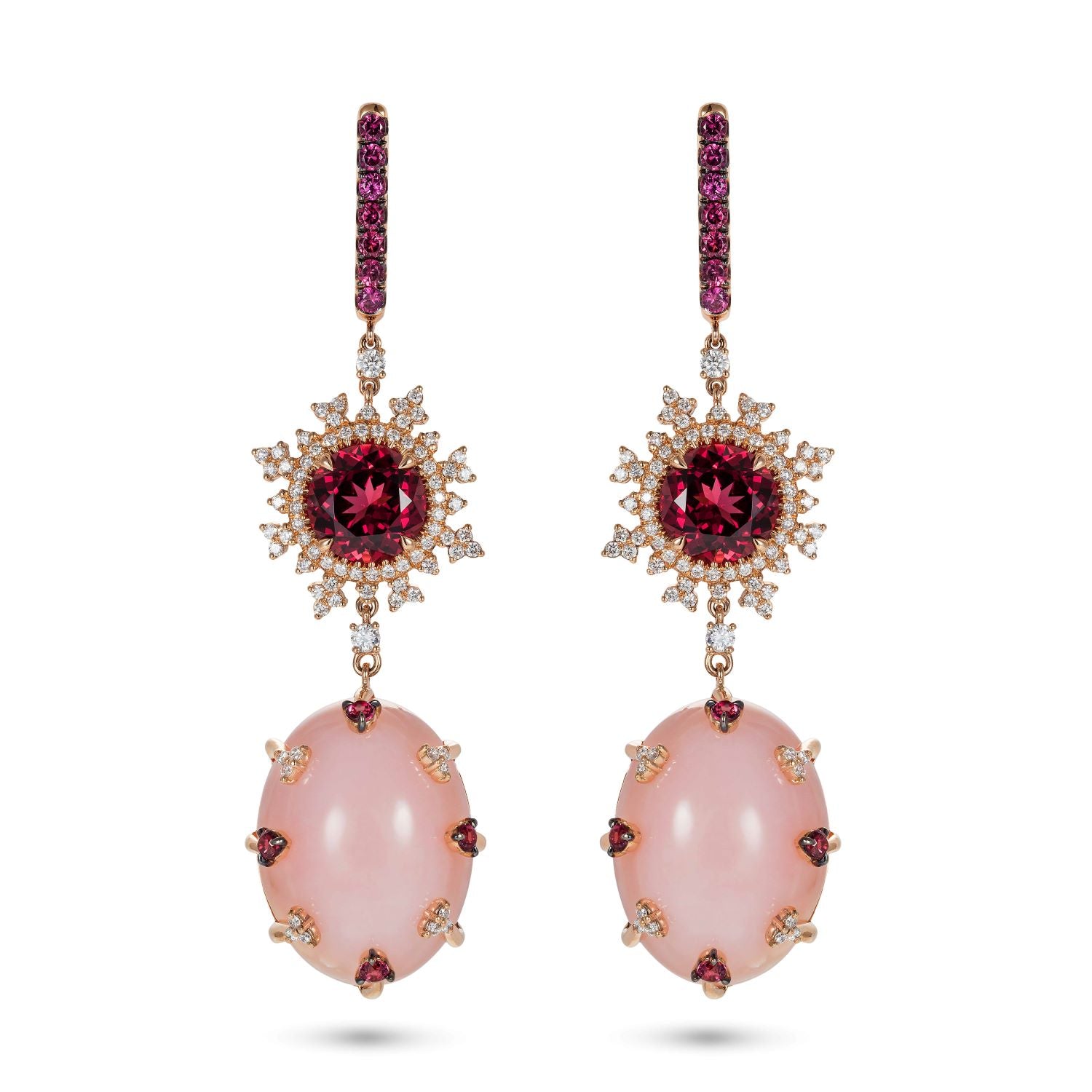 Tsarina Rhodolite and Pink Chalcedony Earrings