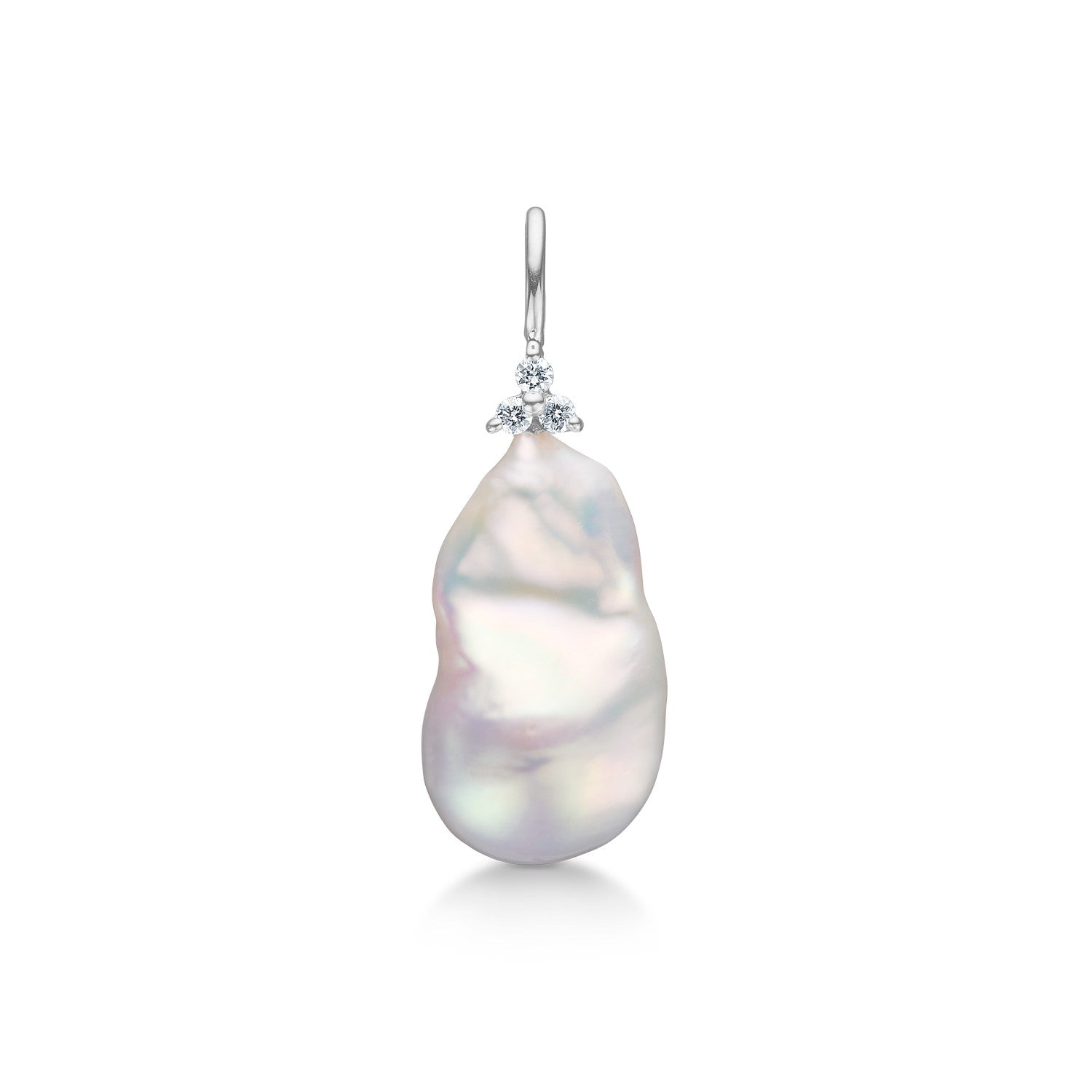 Fryd Baroque Pearl Pendant in White Gold