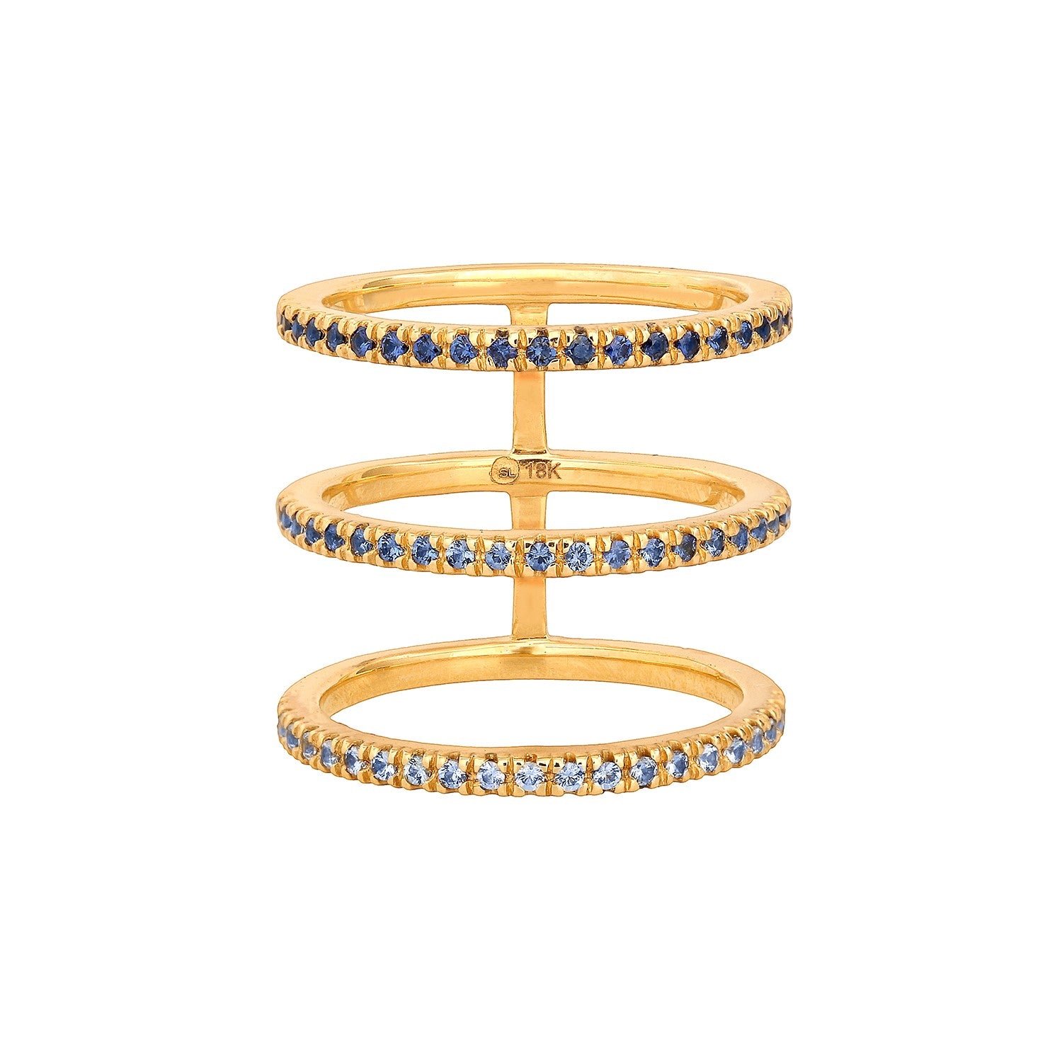 Ombre Sapphire Triple Bar Ring