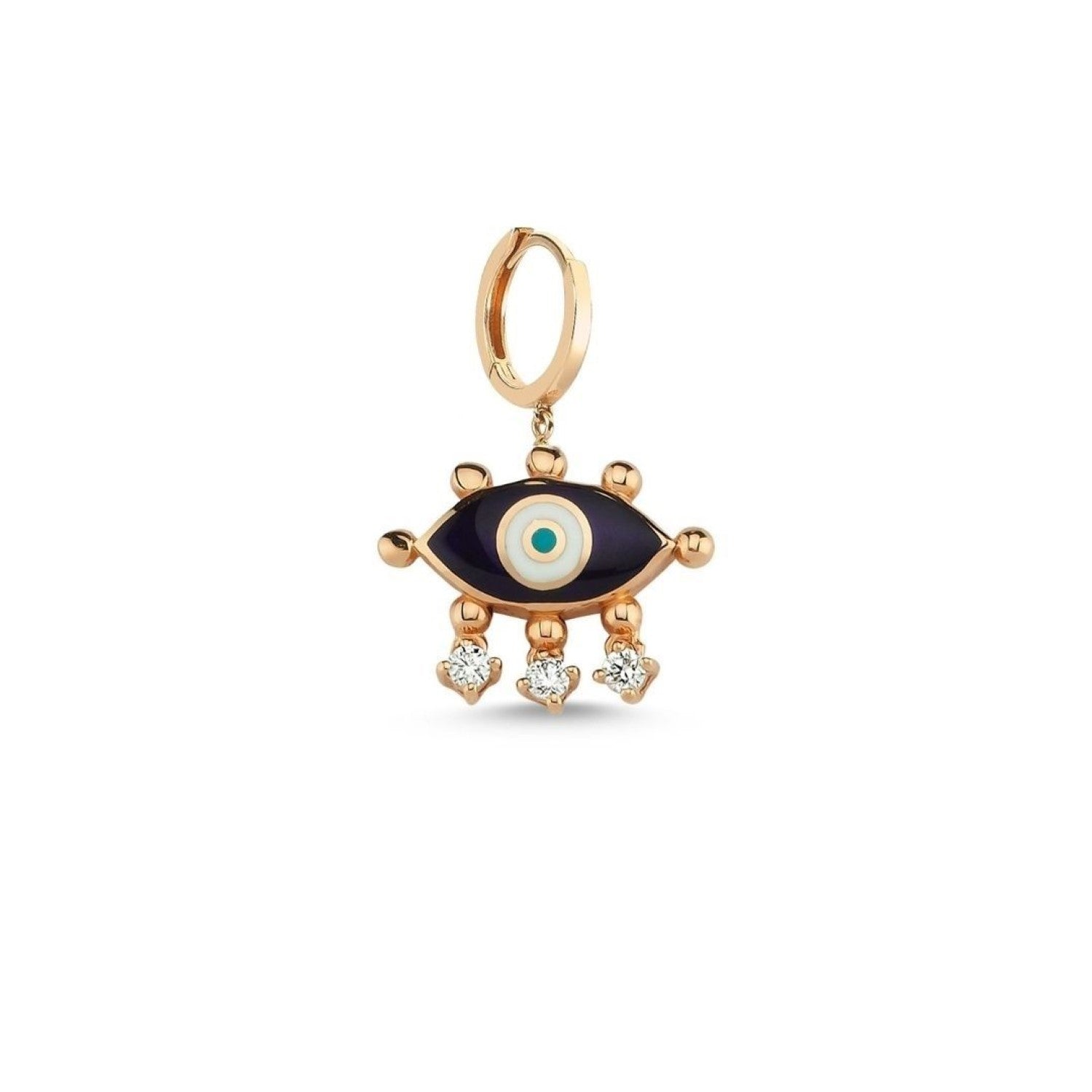 Evil Eye Hoop Earring (Navy Blue)