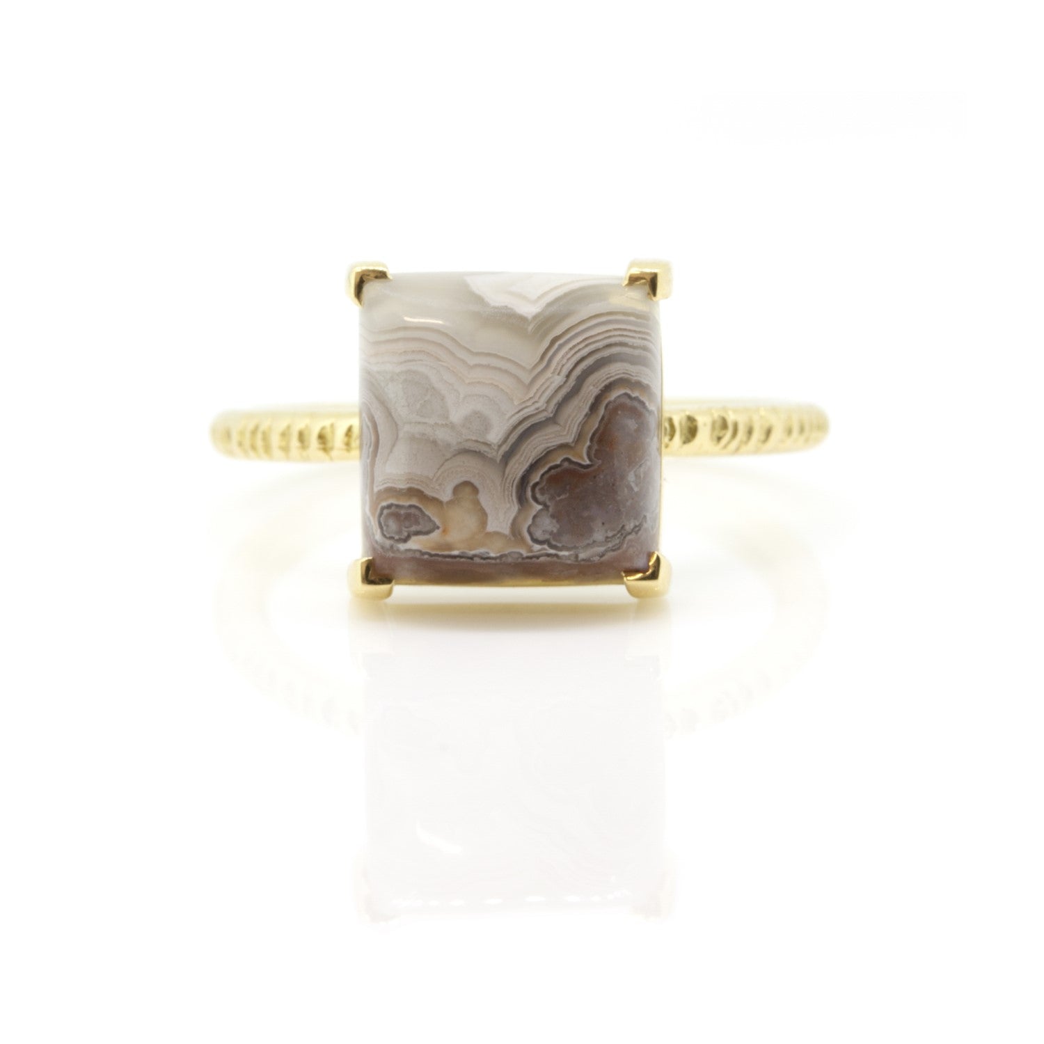 Square Lace Agate Ring