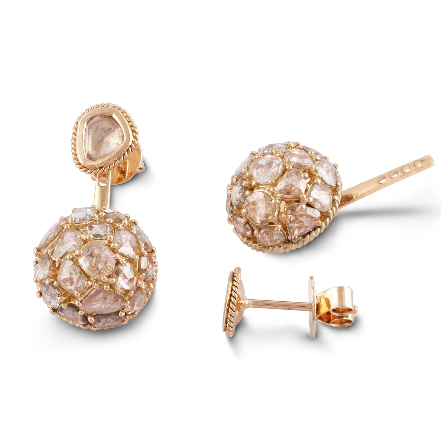 Earring Zero 3 - Diamonds in Yellow Gold