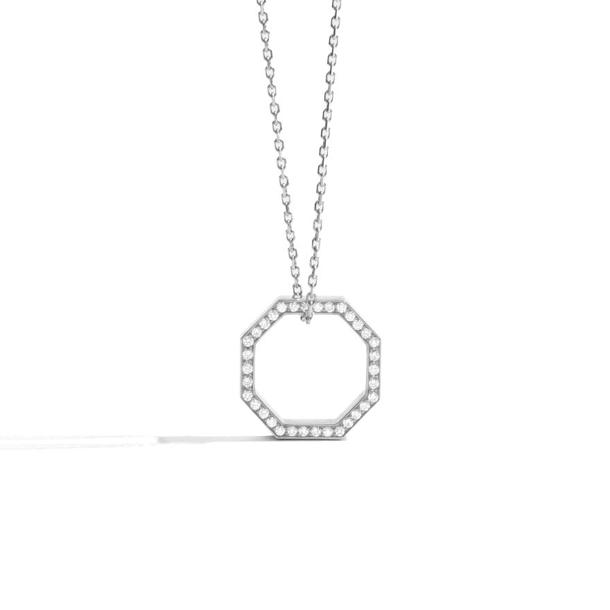 Octogone Necklace White Gold