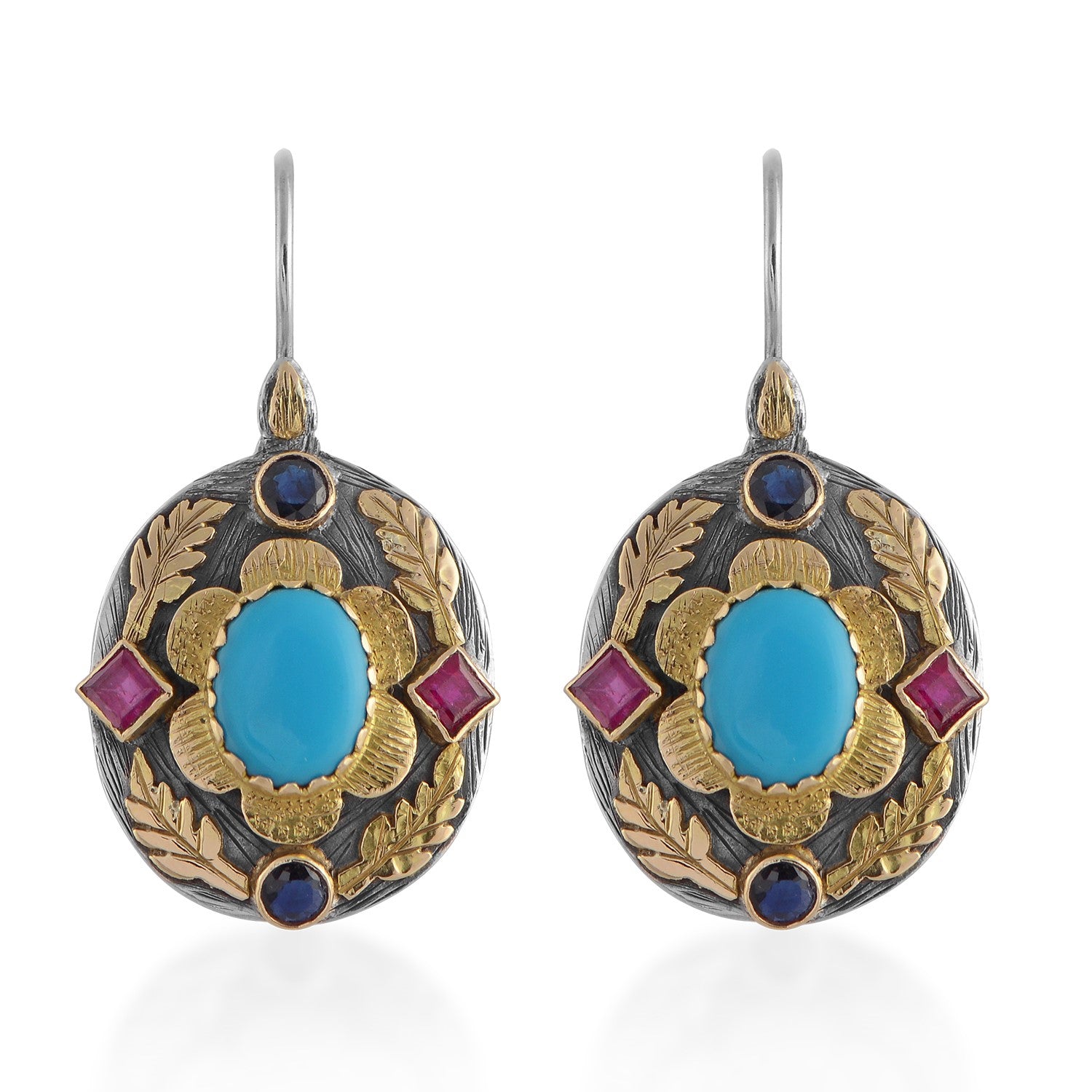 Ishana Turquoise Ruby Sapphire Earrings