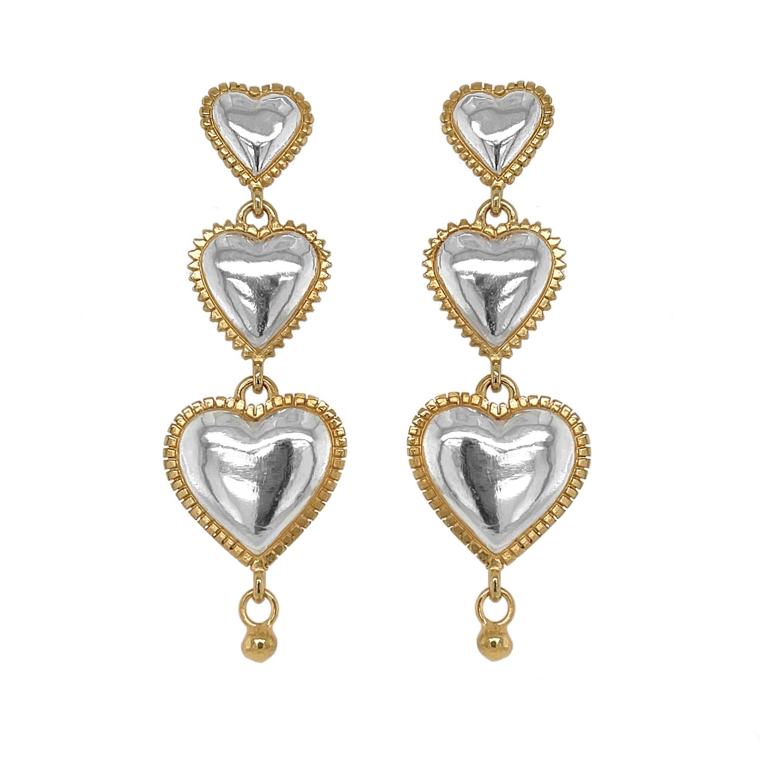 Temple Triple Heart Earring Drops