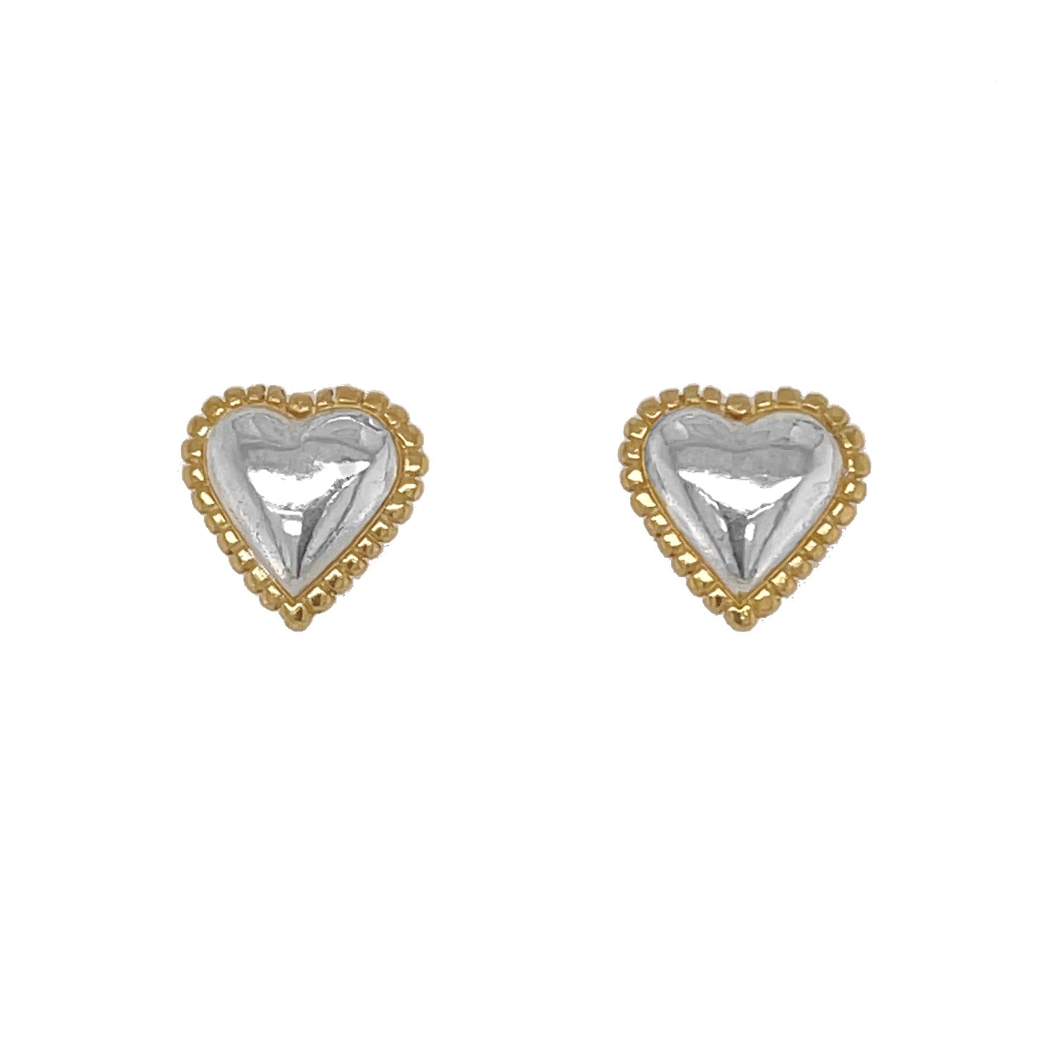 Zoe Heart Stud Earrings - Silver and Gold