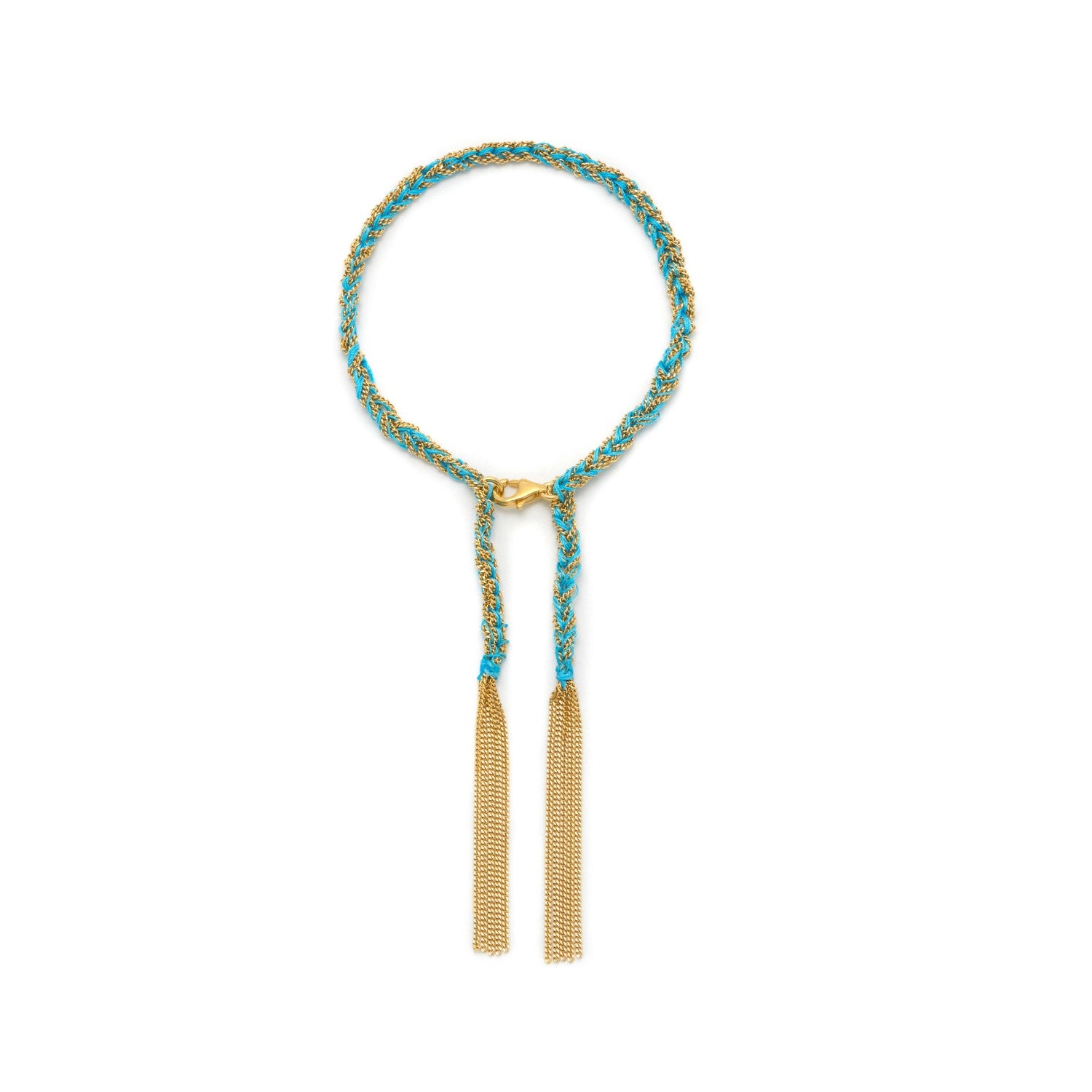 Panama Tassel Bracelet Gold and Turquoise