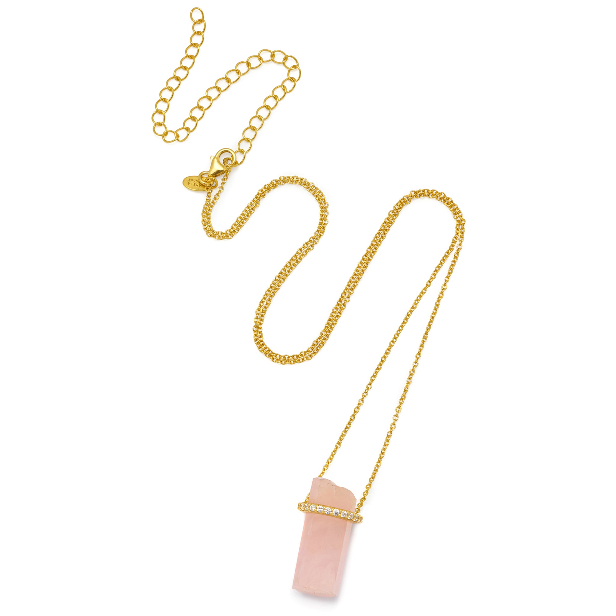 Gold Venus Rose Quartz Necklace ASSYA Jewellery La Maison Couture