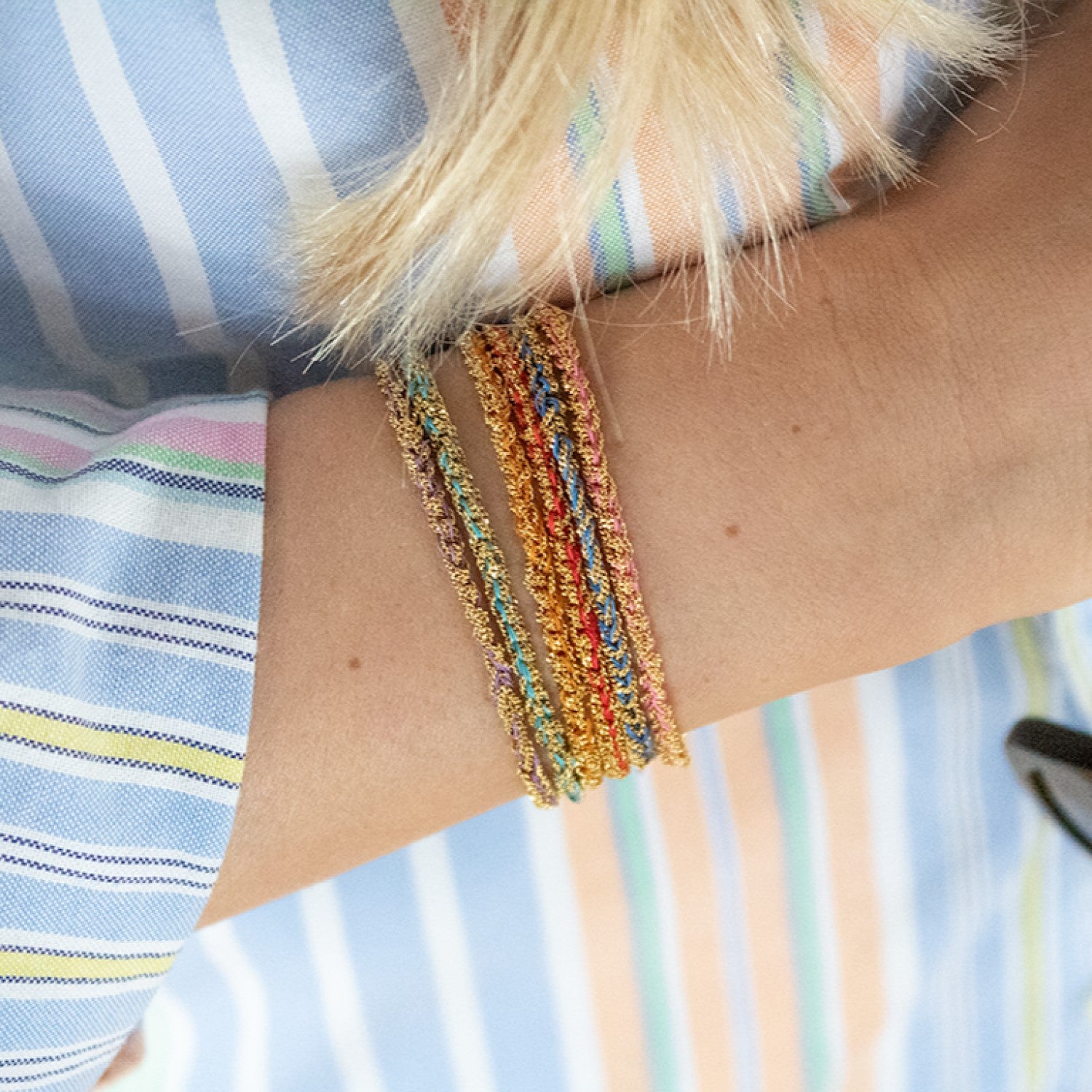 Panama Friendship Bracelet Rose Gold and Orange