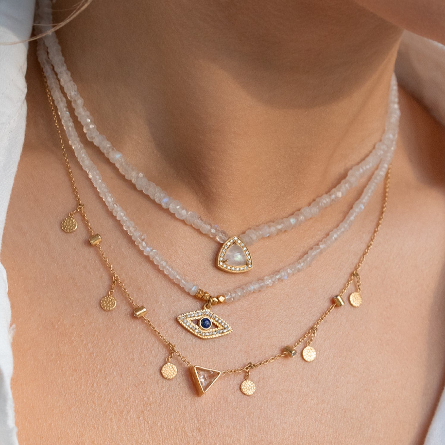 Moonstone Pyramid Necklace