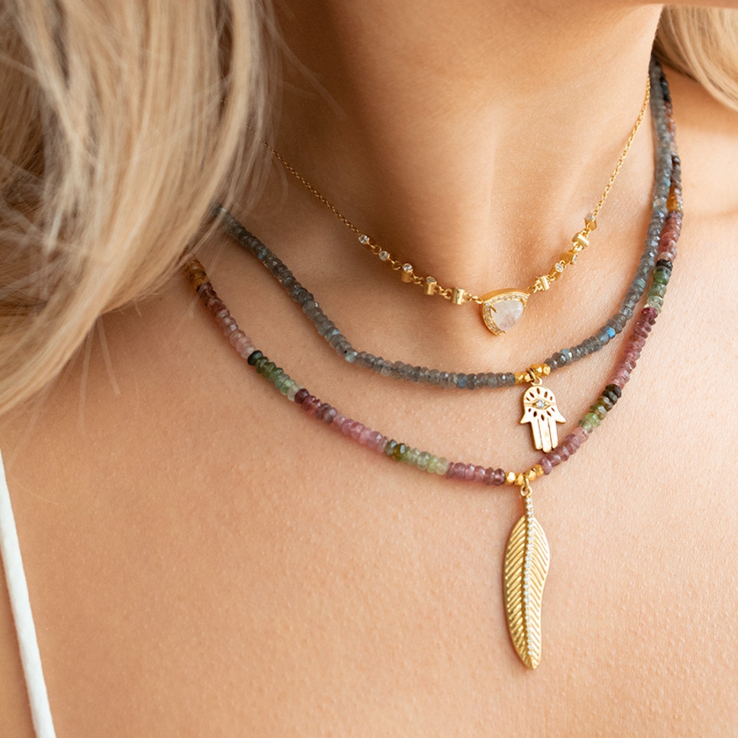 Tourmaline Feather Necklace