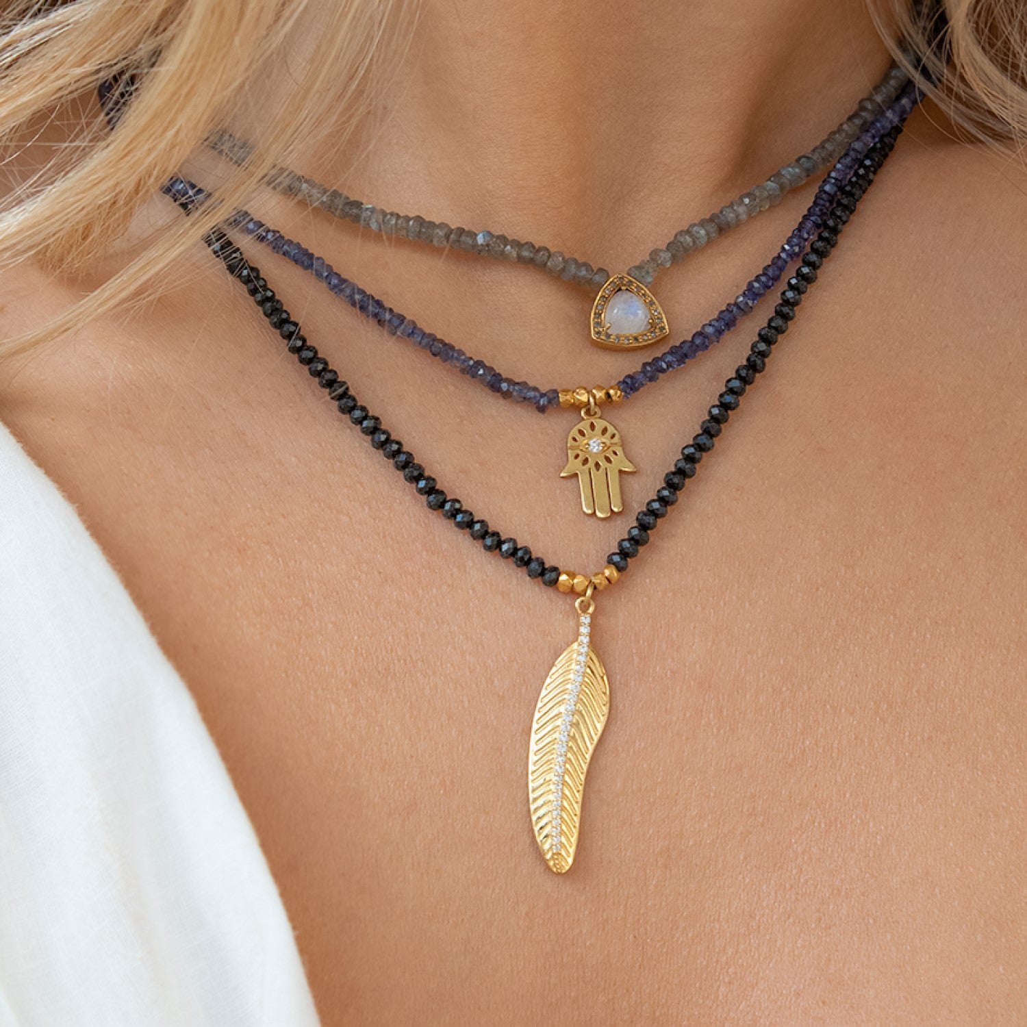 Iolite Hamsa Necklace