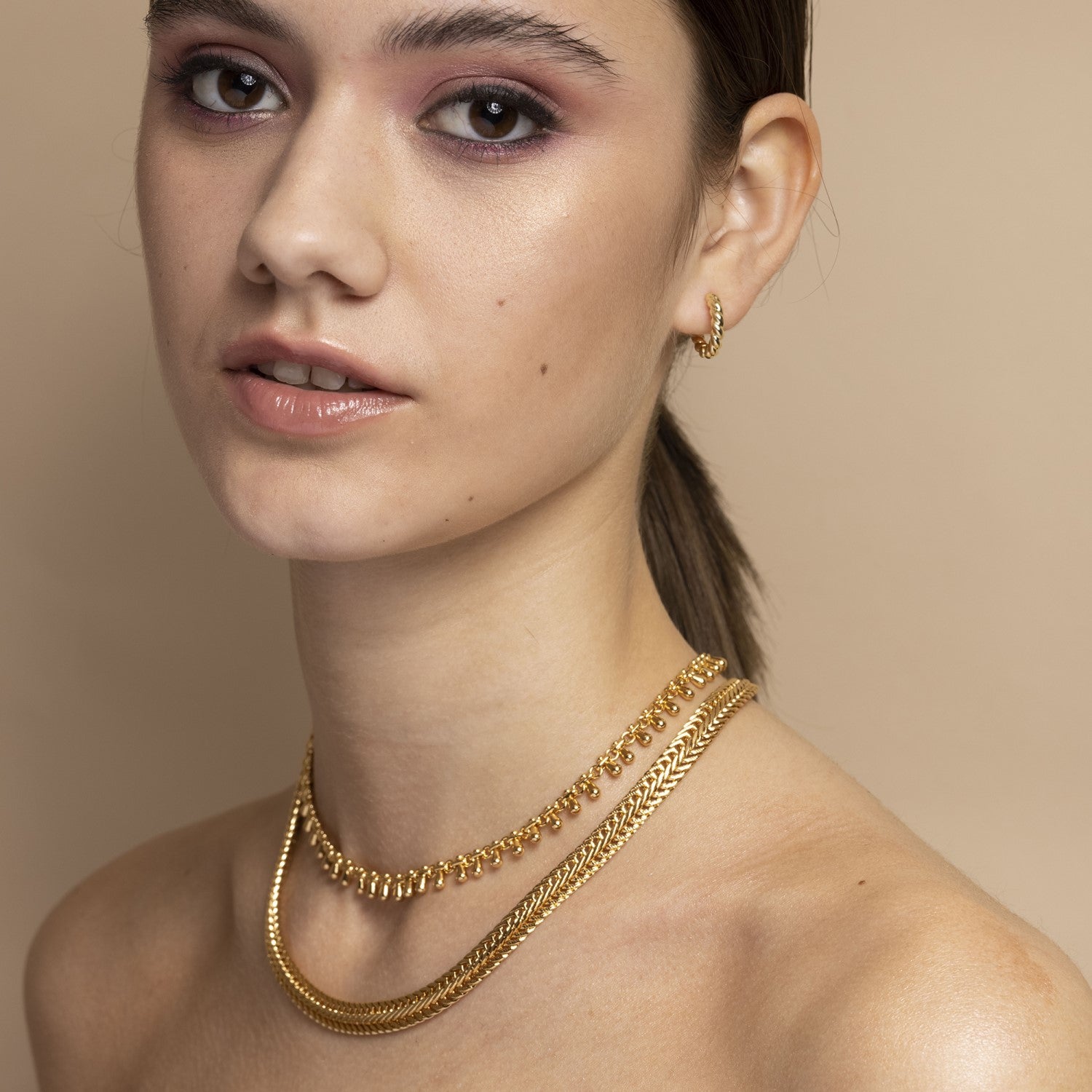 Katia Gold Chain Necklace with Teardrop Tassels