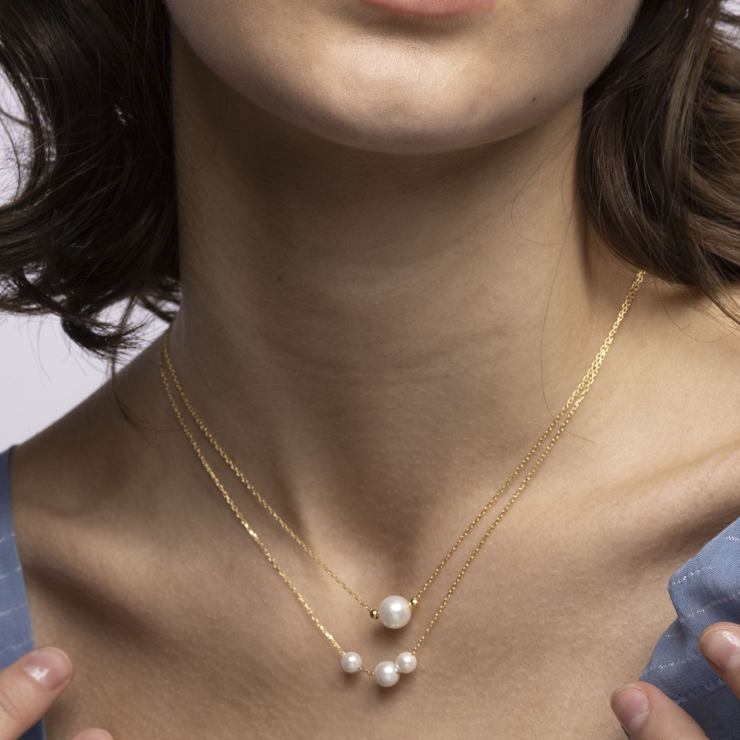 Laura Gold Chain Necklace with Single Pearl