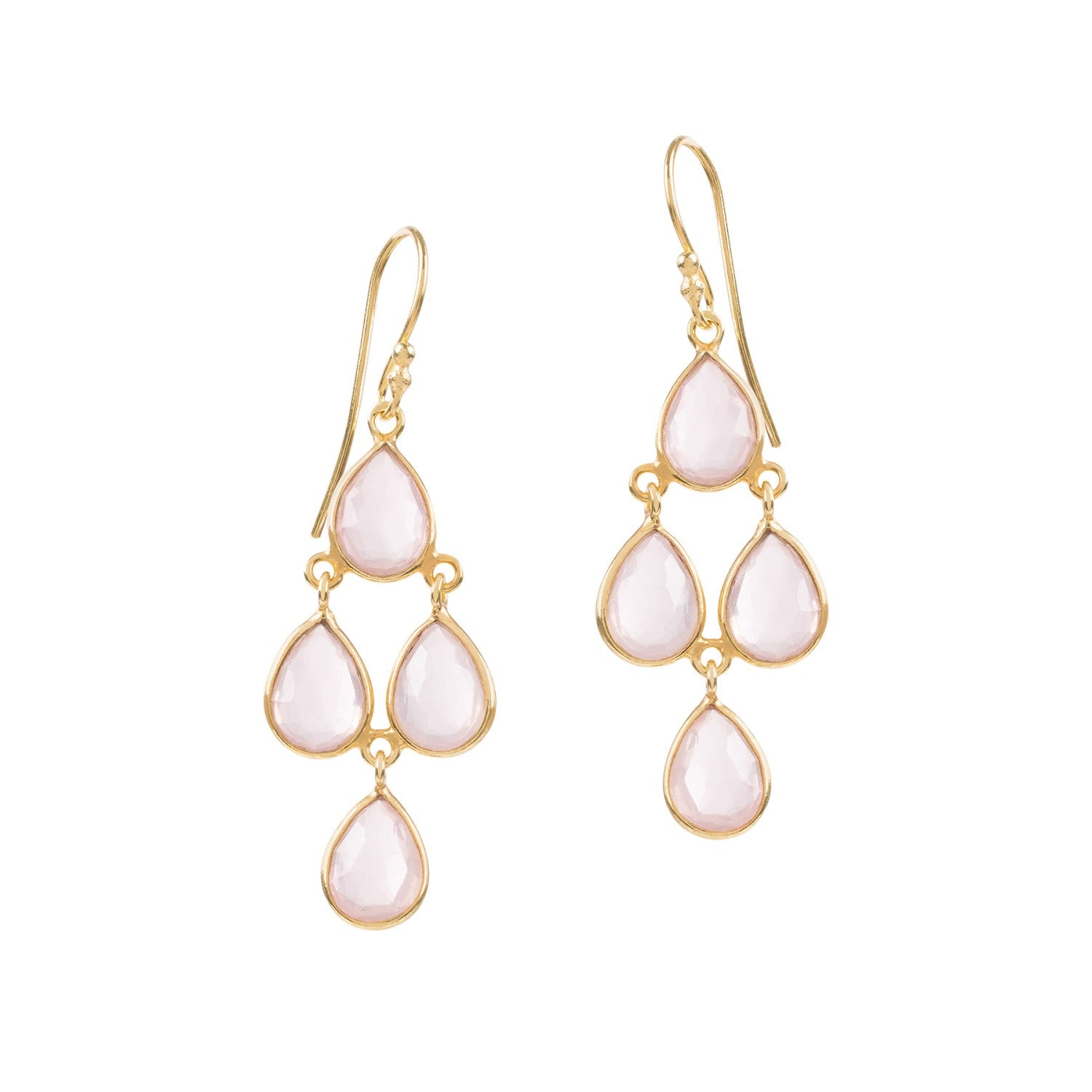 Sophia Pink Quartz Chandelier Earrings