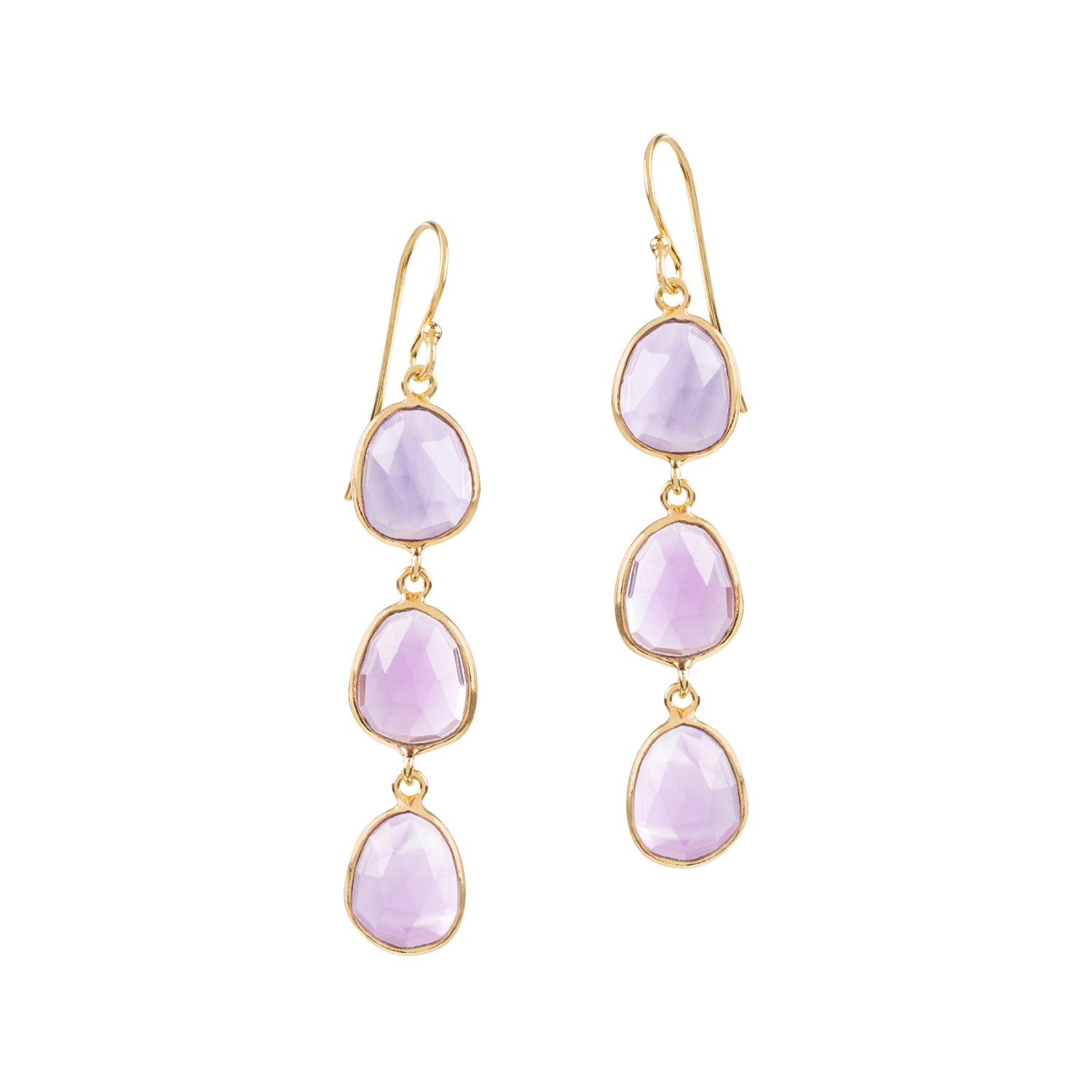 Sophia Triple Amethyst Dangle Earrings