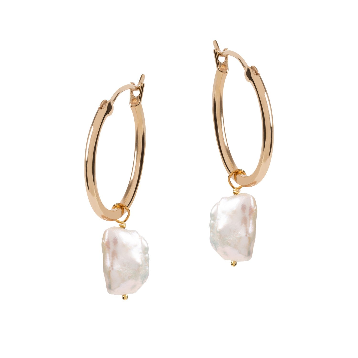 Venus Gold Hoop Earrings with Keshi Pearl Charms