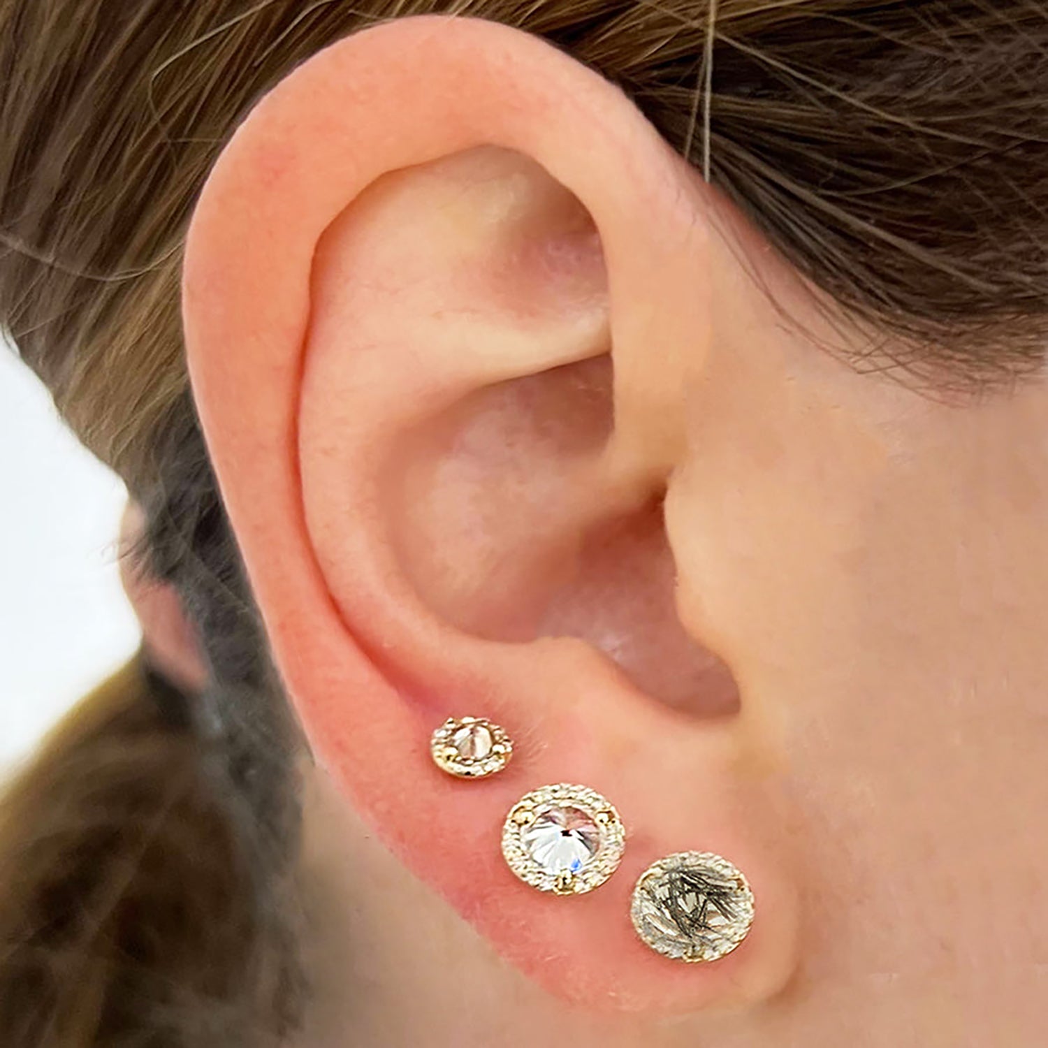 Rosette Stud Earrings (Medium) - Lab White Diamonds