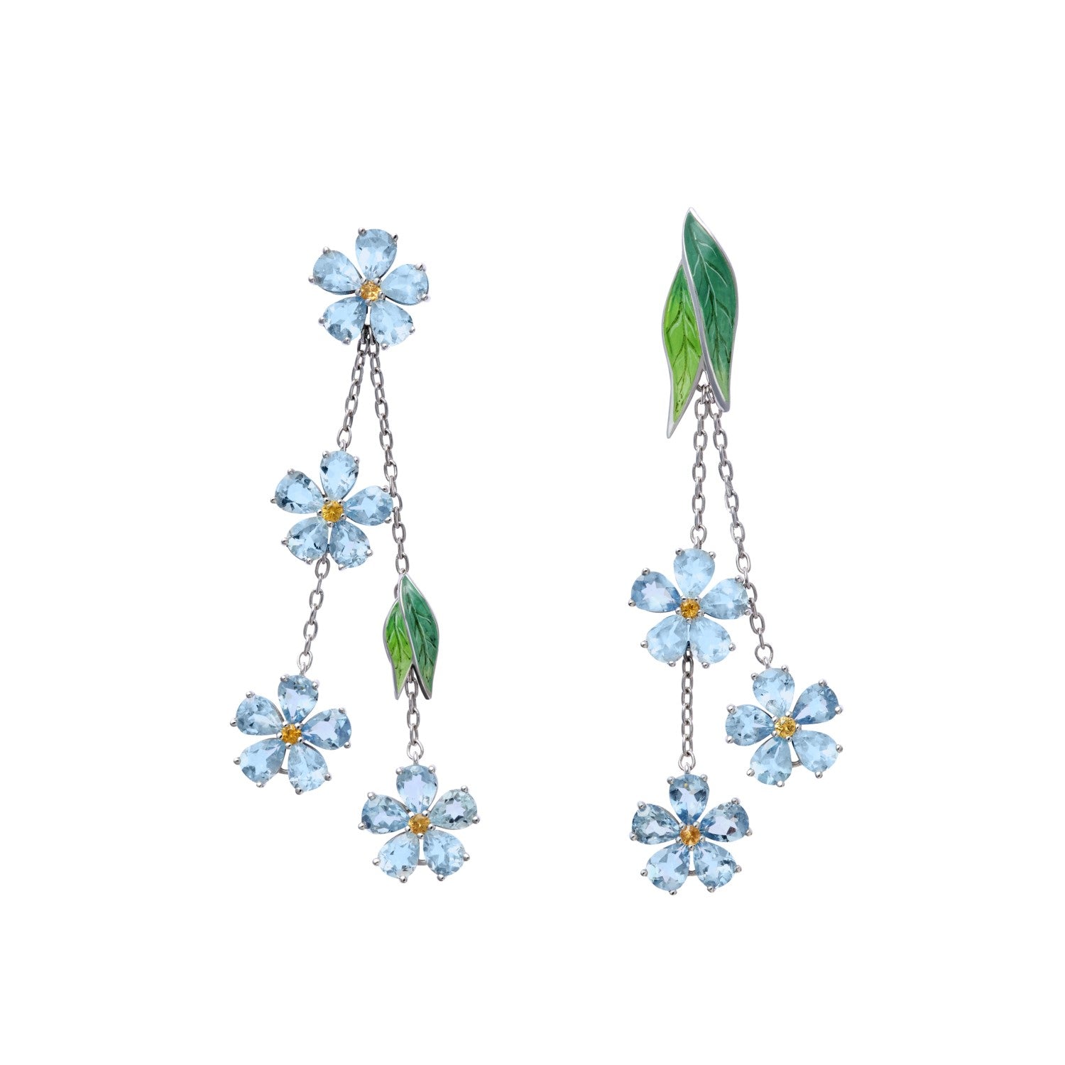 Forget Me Not Aquamarine Chain Earrings