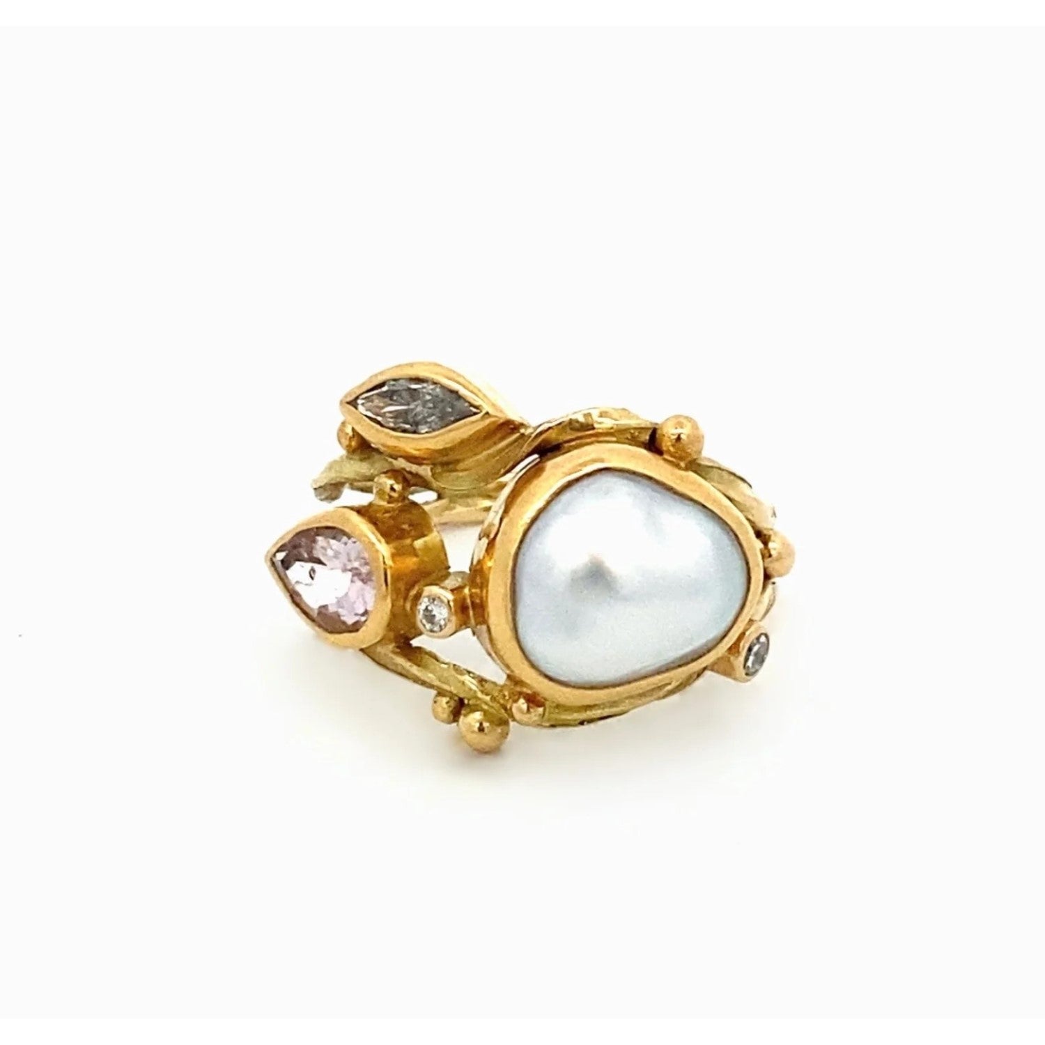 Keshi Pearl Double Seafire Ring Bergsøe Jewellery sustainable hand made jewellery from Copenhagen La Maison Couture