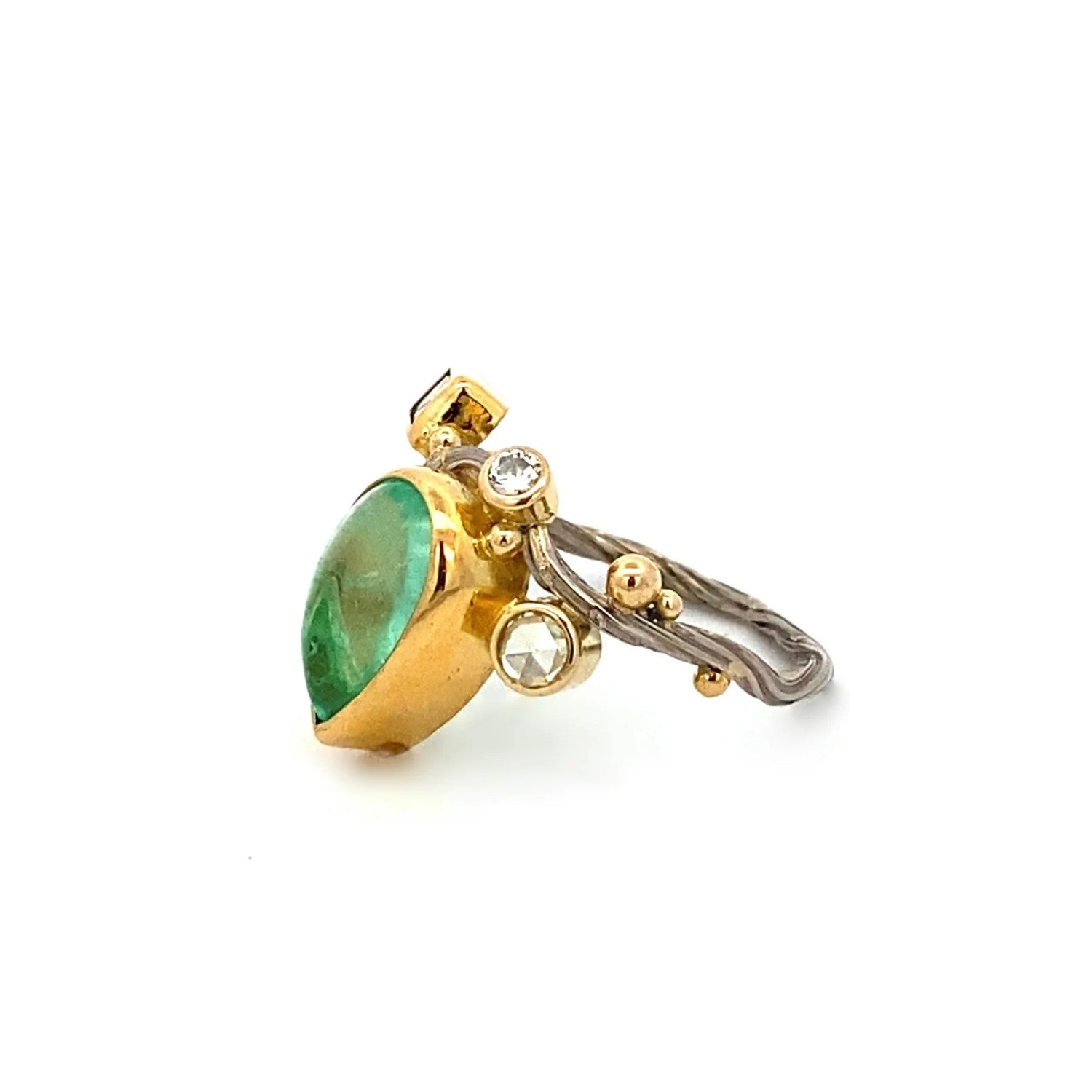 Emerald Seafire Ring Bergsøe Jewellery sustainable hand made jewellery from Copenhagen La Maison Couture