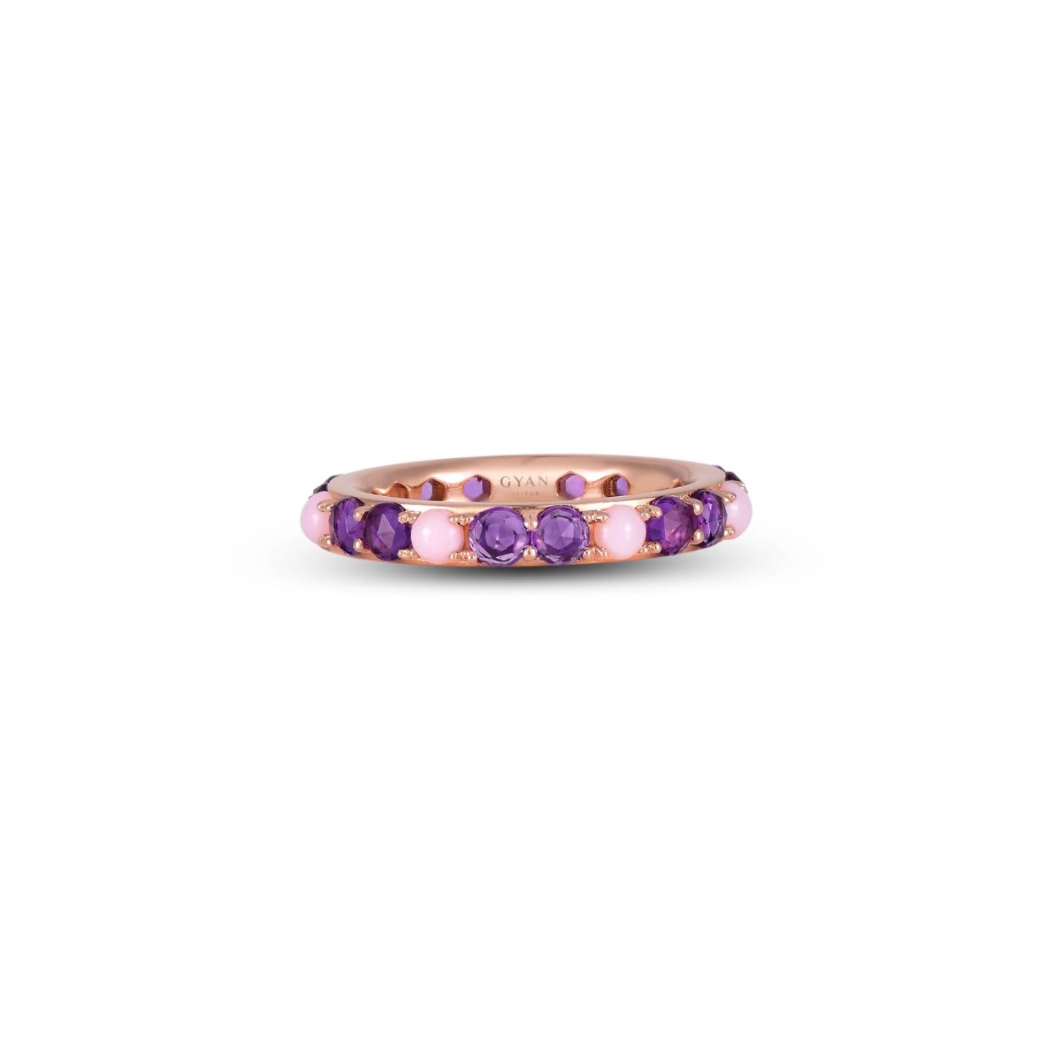 Jaipur Amethyst and Pink Opal Ring