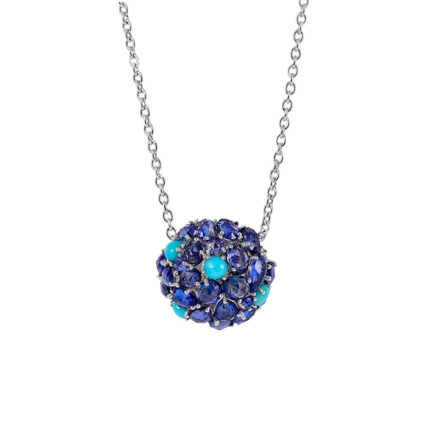 Jaipur Blue Sapphire and Turquoise Pendant