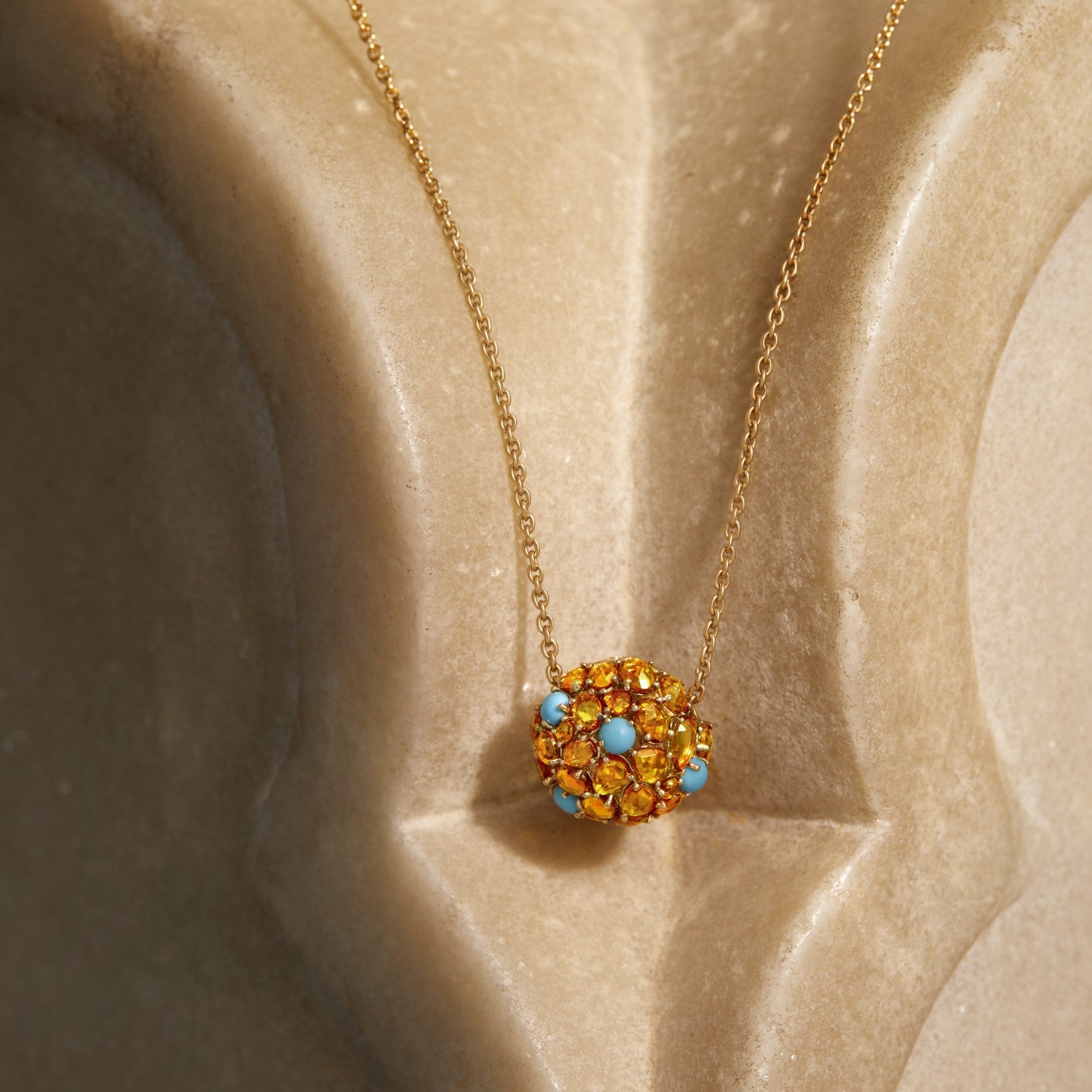 Jaipur Citrine and Turquoise Pendant