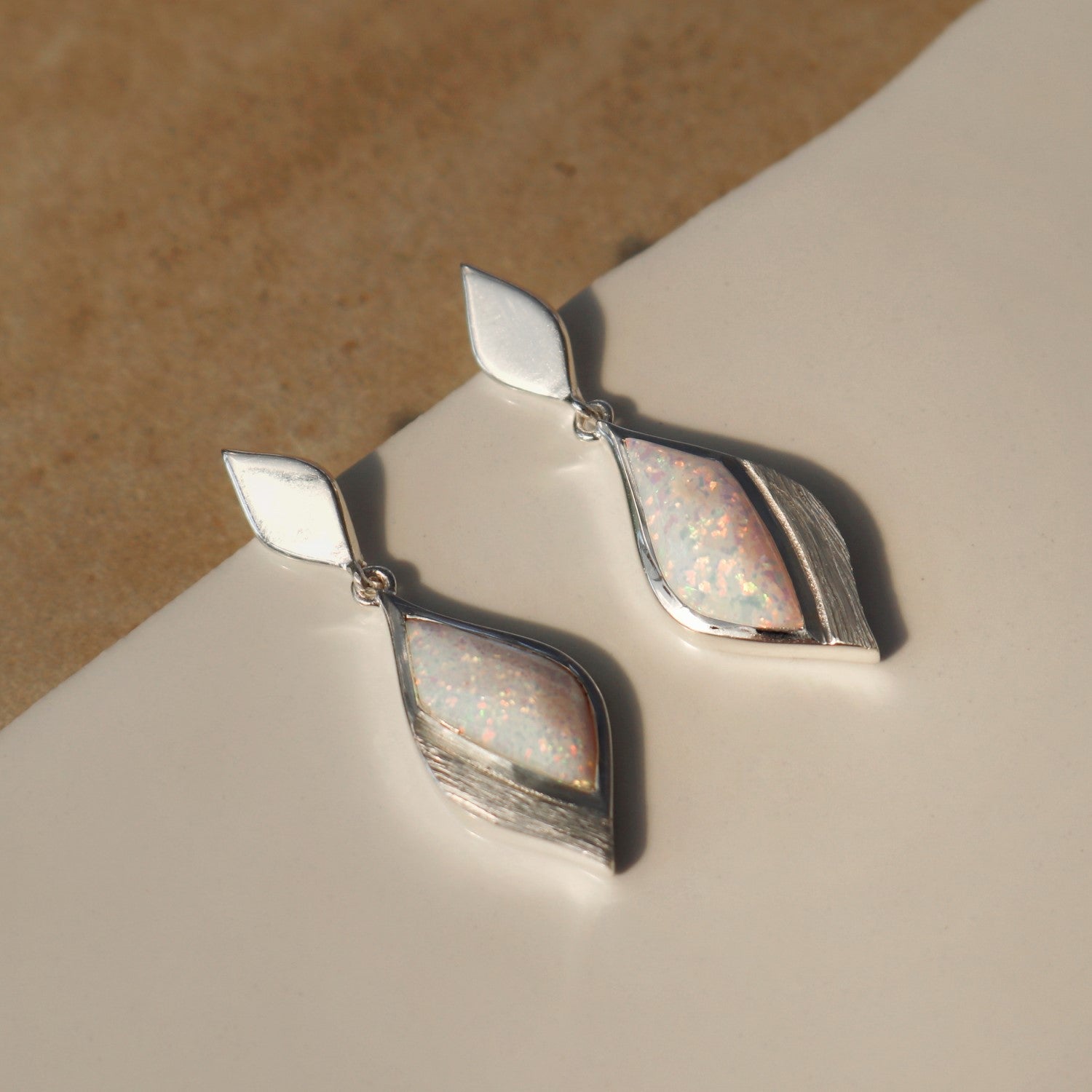 Clarity Silver Opal Earrings