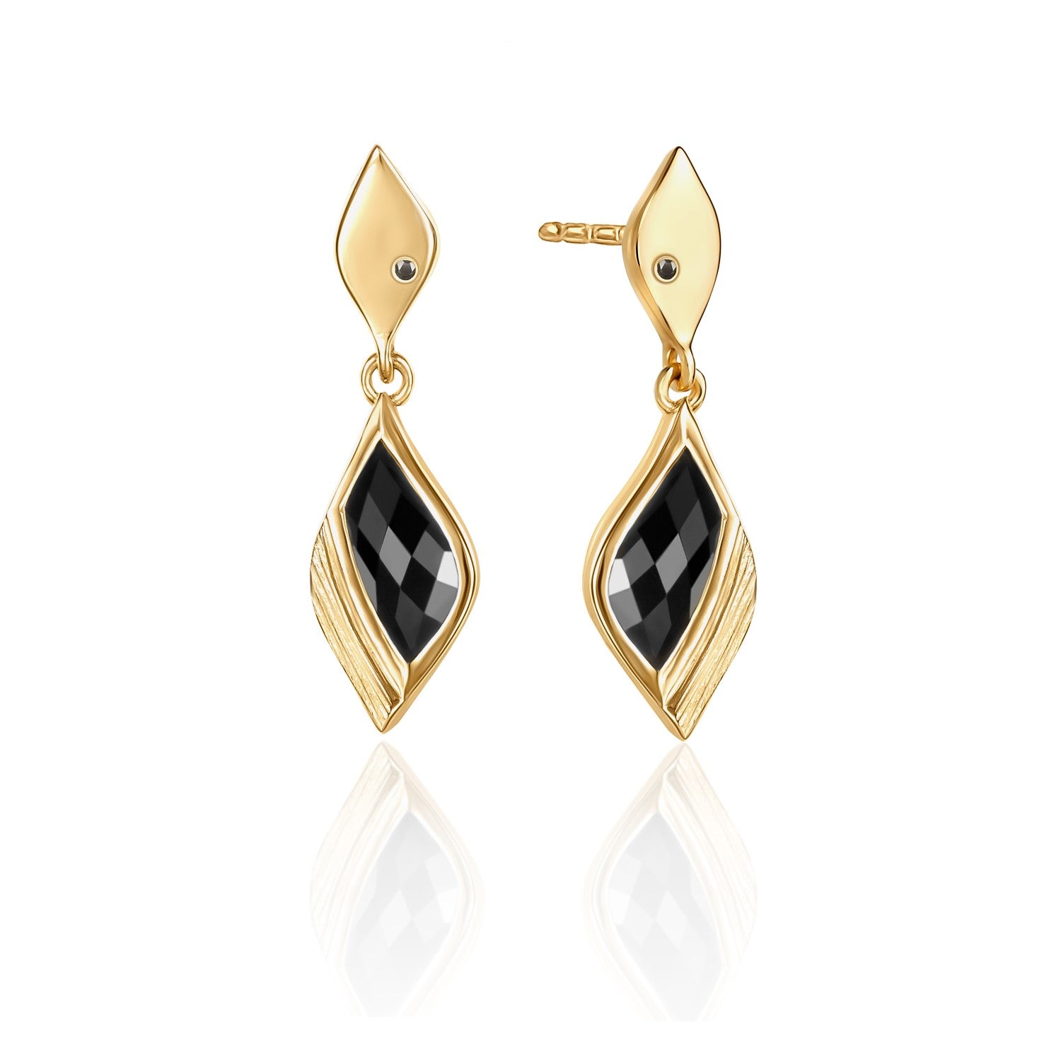 Strength Gold Onyx Drop Earrings